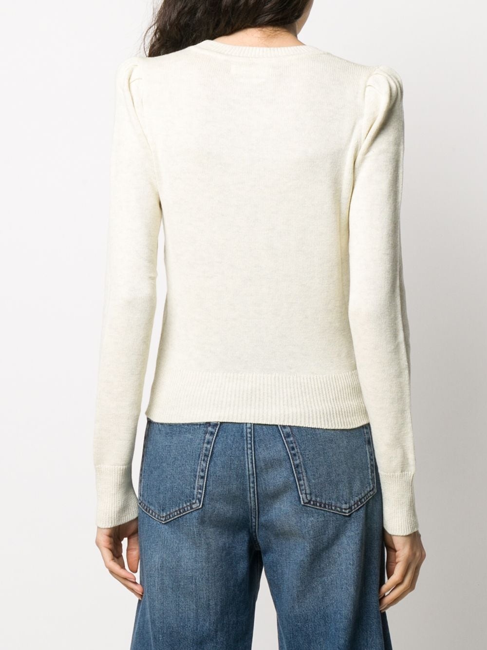 padded-shoulder knitted top - 4