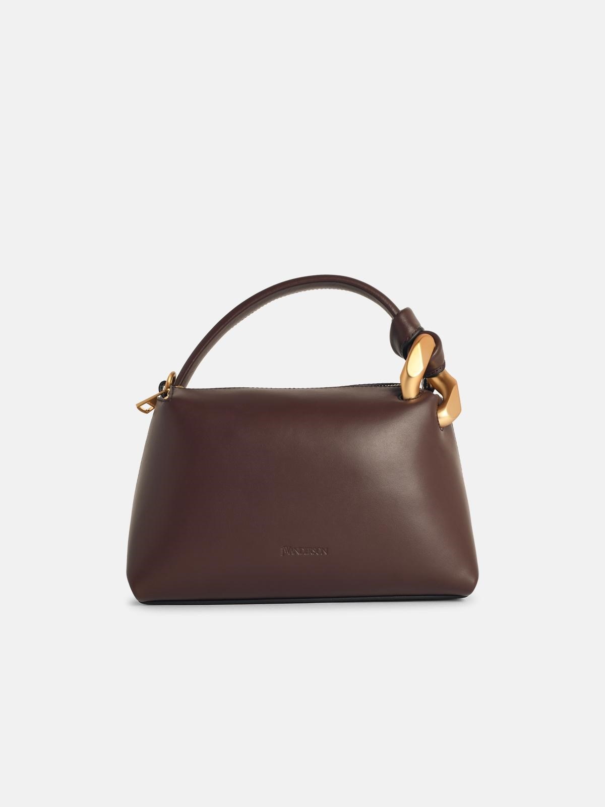 'CORNER' SMALL BROWN LEATHER BAG - 1