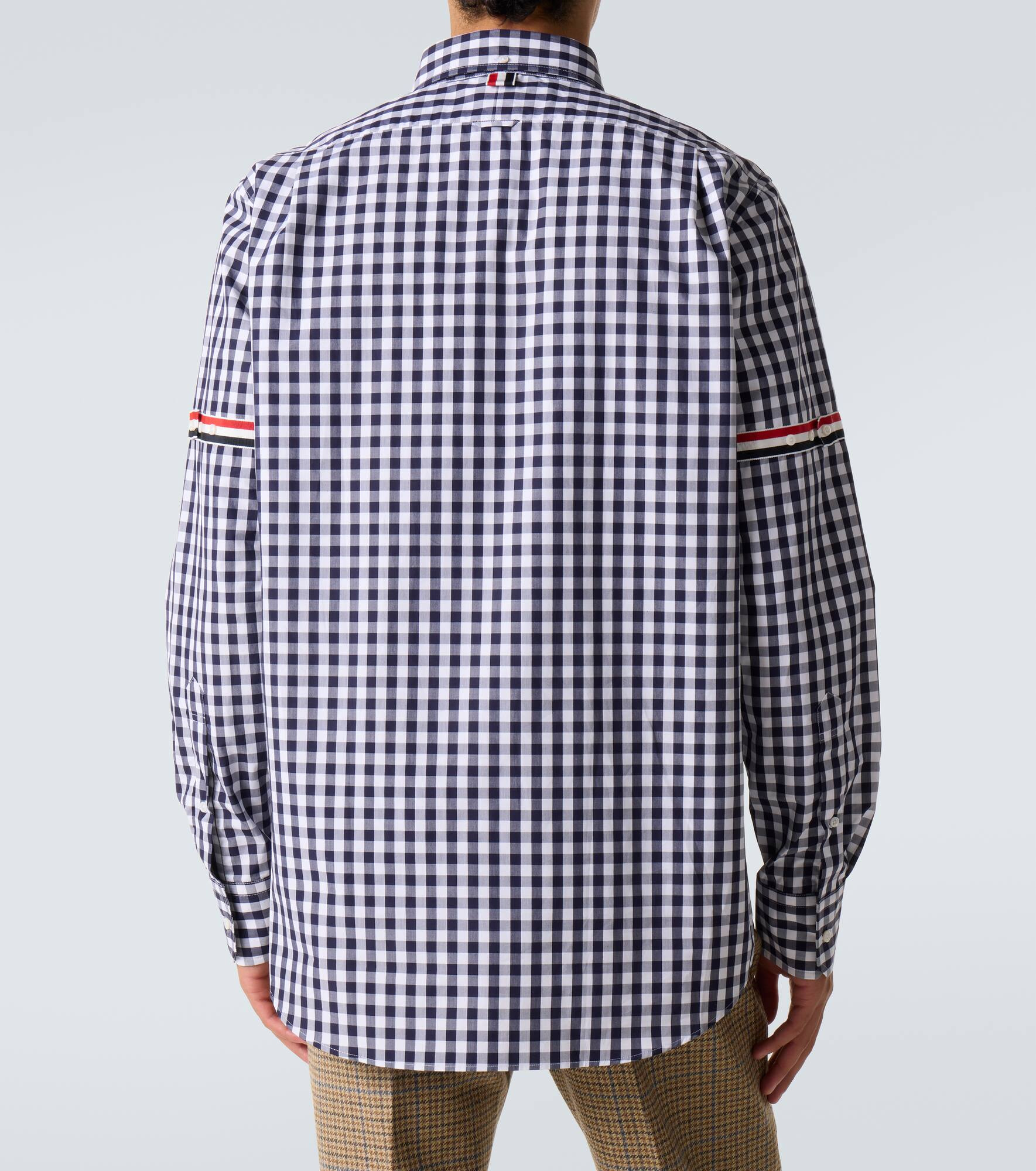 Stripe Oxford Armband gingham cotton shirt - 4