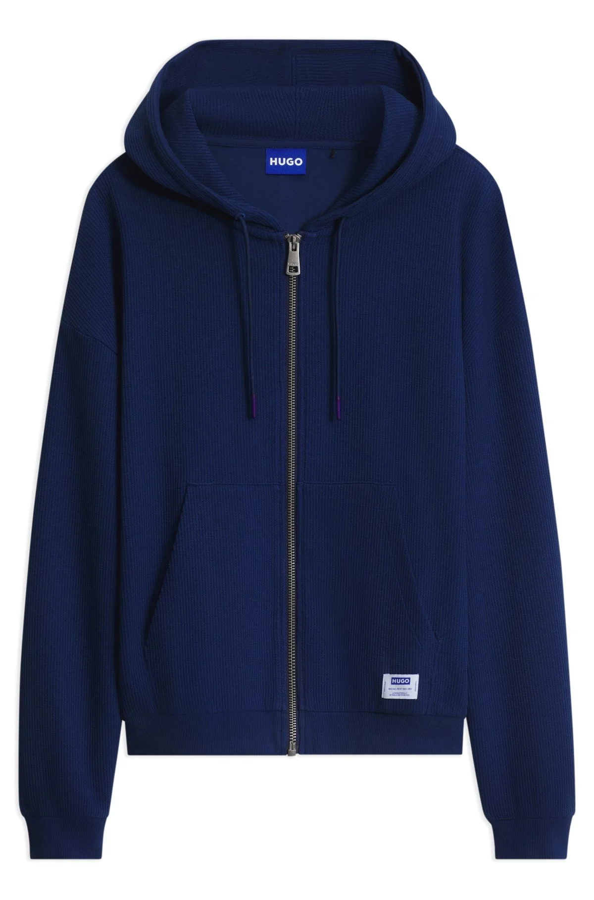 LOOSE-FIT ZIP-UP HOODIE IN A WAFFLE KNIT - 1