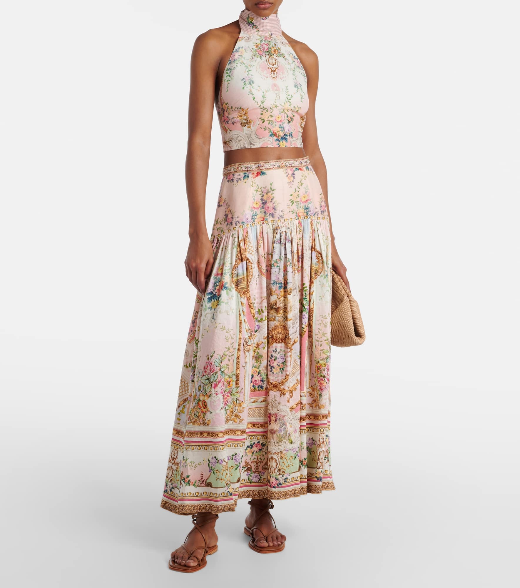 Gathered linen and silk maxi skirt - 2