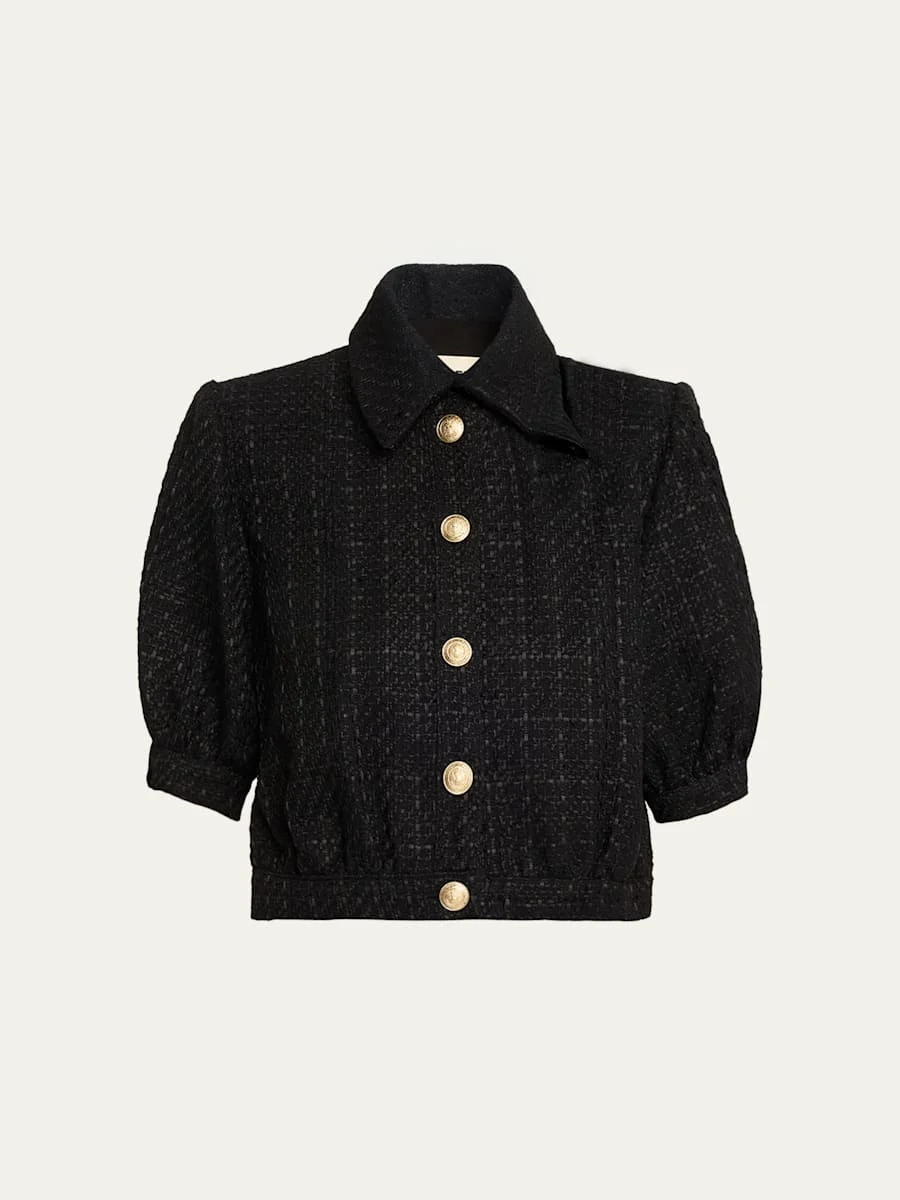 Cove Cropped Short-Sleeve Tweed Jacket - 1