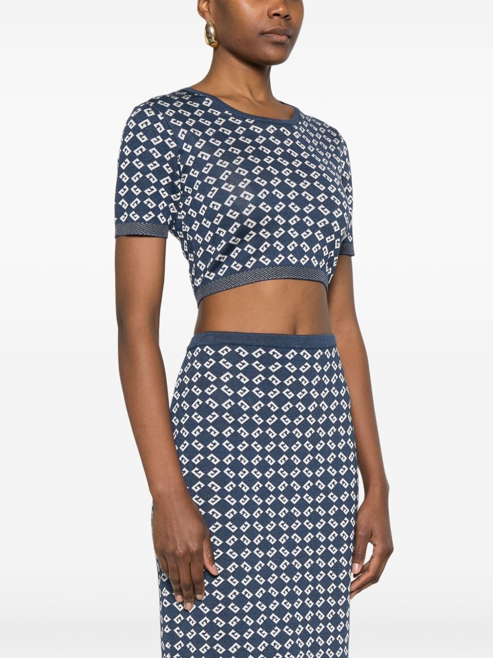 monogram 72-jacquard crop top - 3