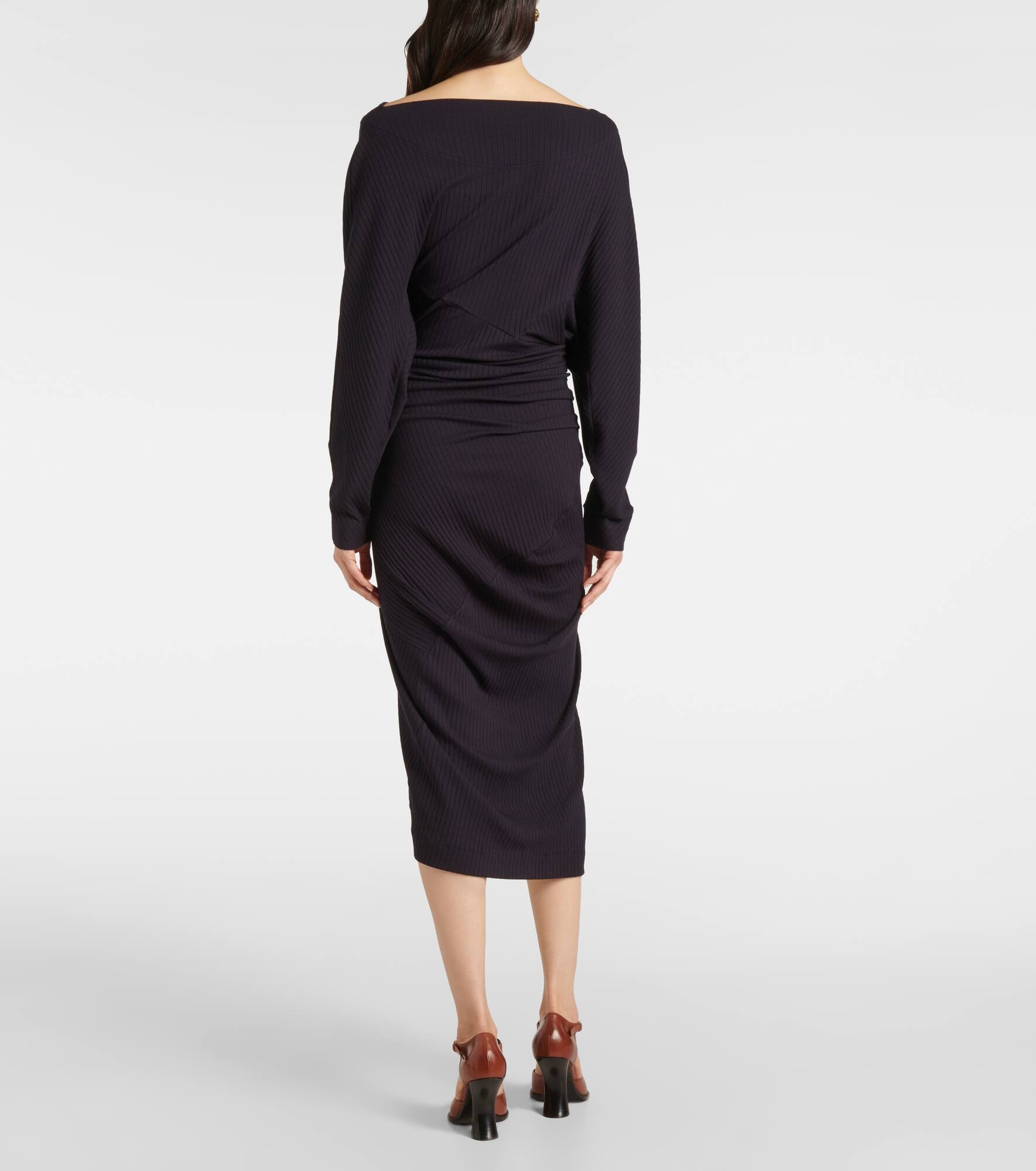 Draped jersey midi dress - 3