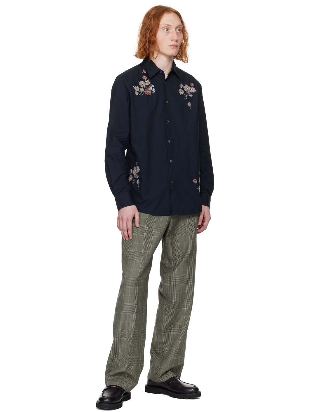 Navy Embroidered Shirt - 4