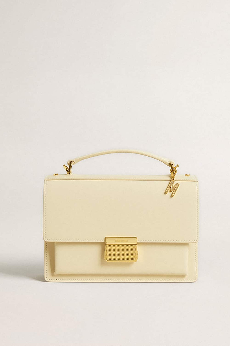 Letter M charm in gold-colored brass with crystals 4