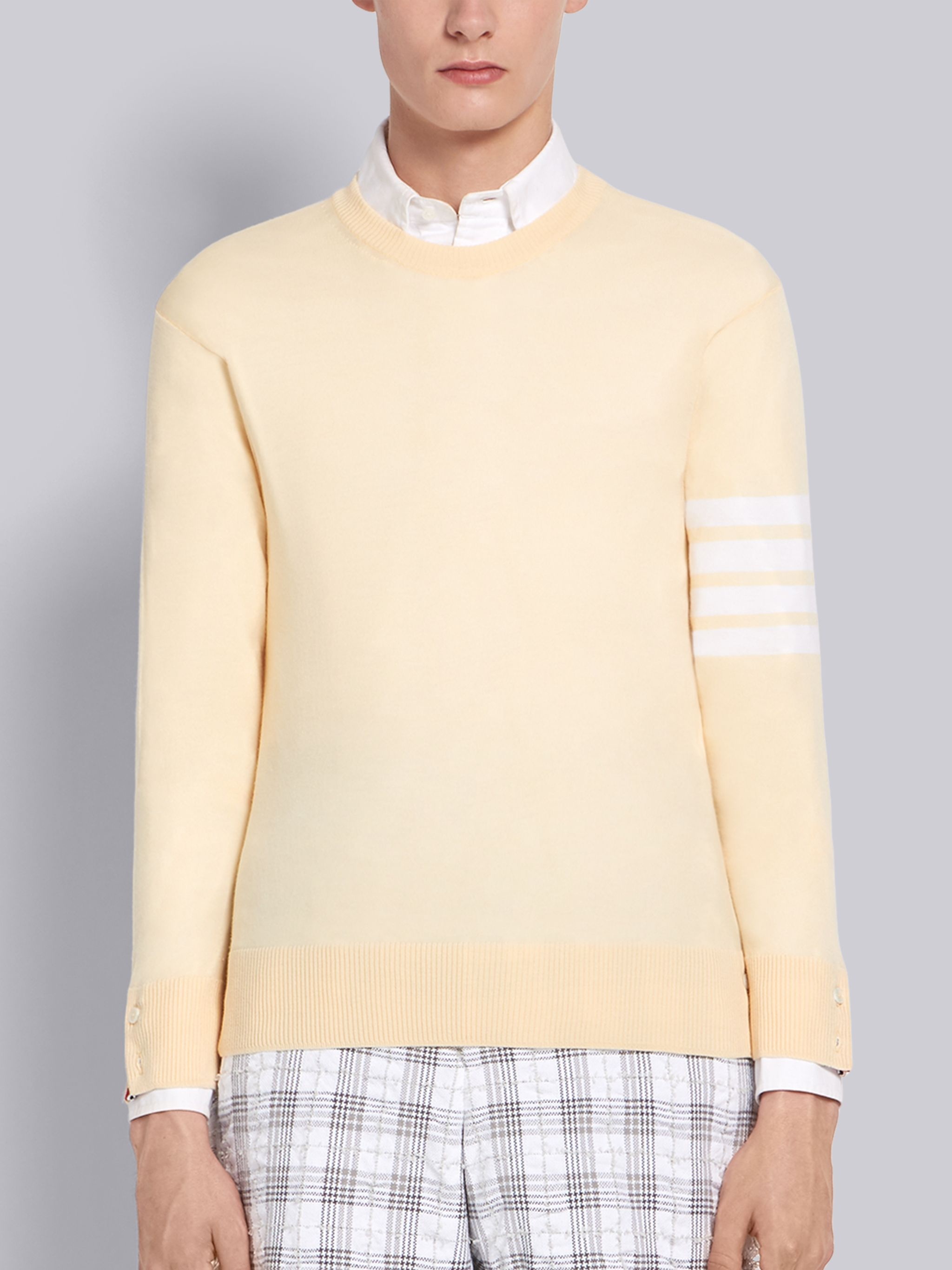 Yellow Fully Fashioned Merino Knit Crew Neck Pullover - 1