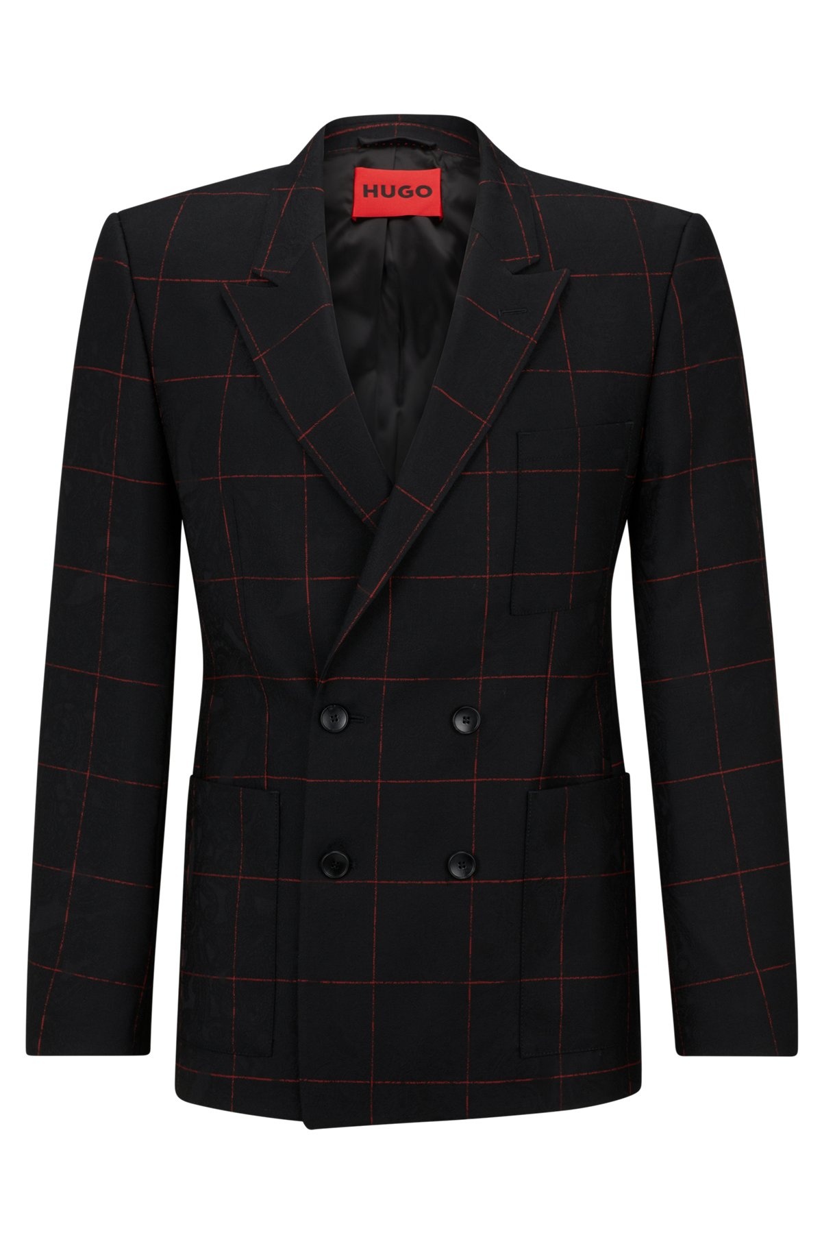 SLIM-FIT JACKET IN CHECKED VIRGIN WOOL - 1