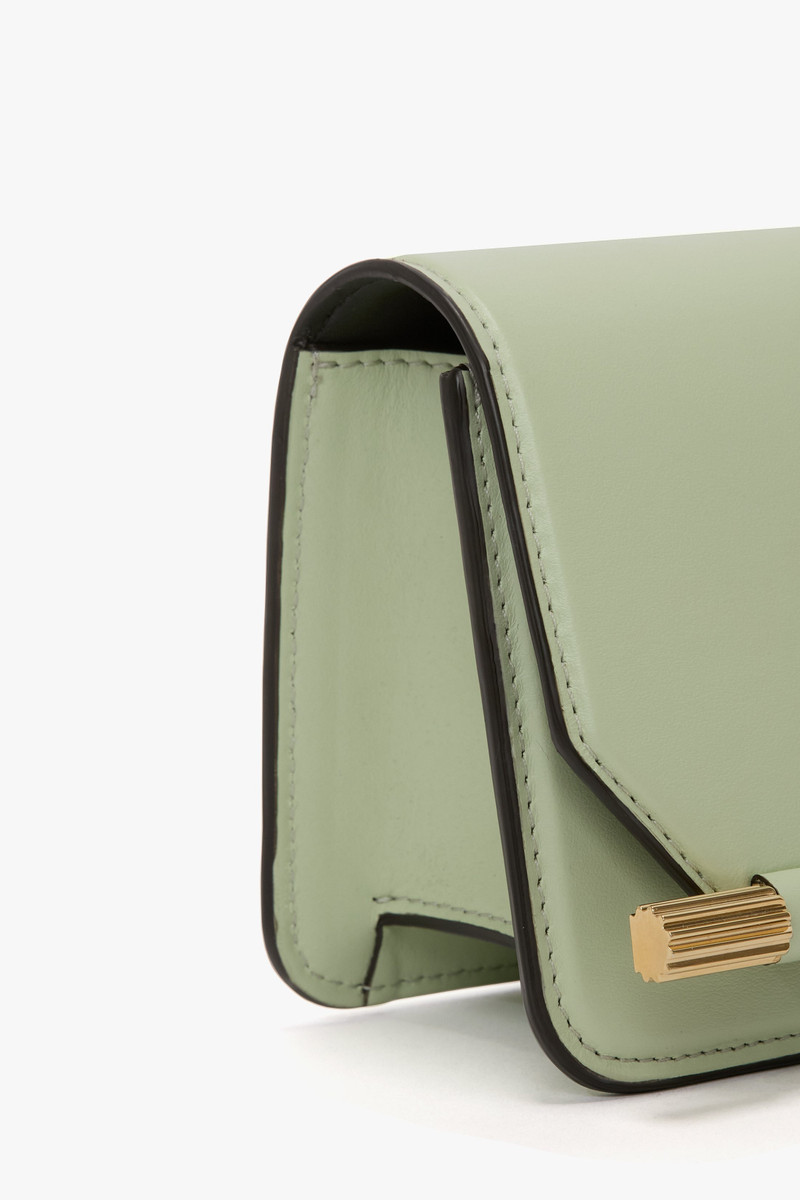 202 Clutch Bag In Pale Green Smooth Leather 3