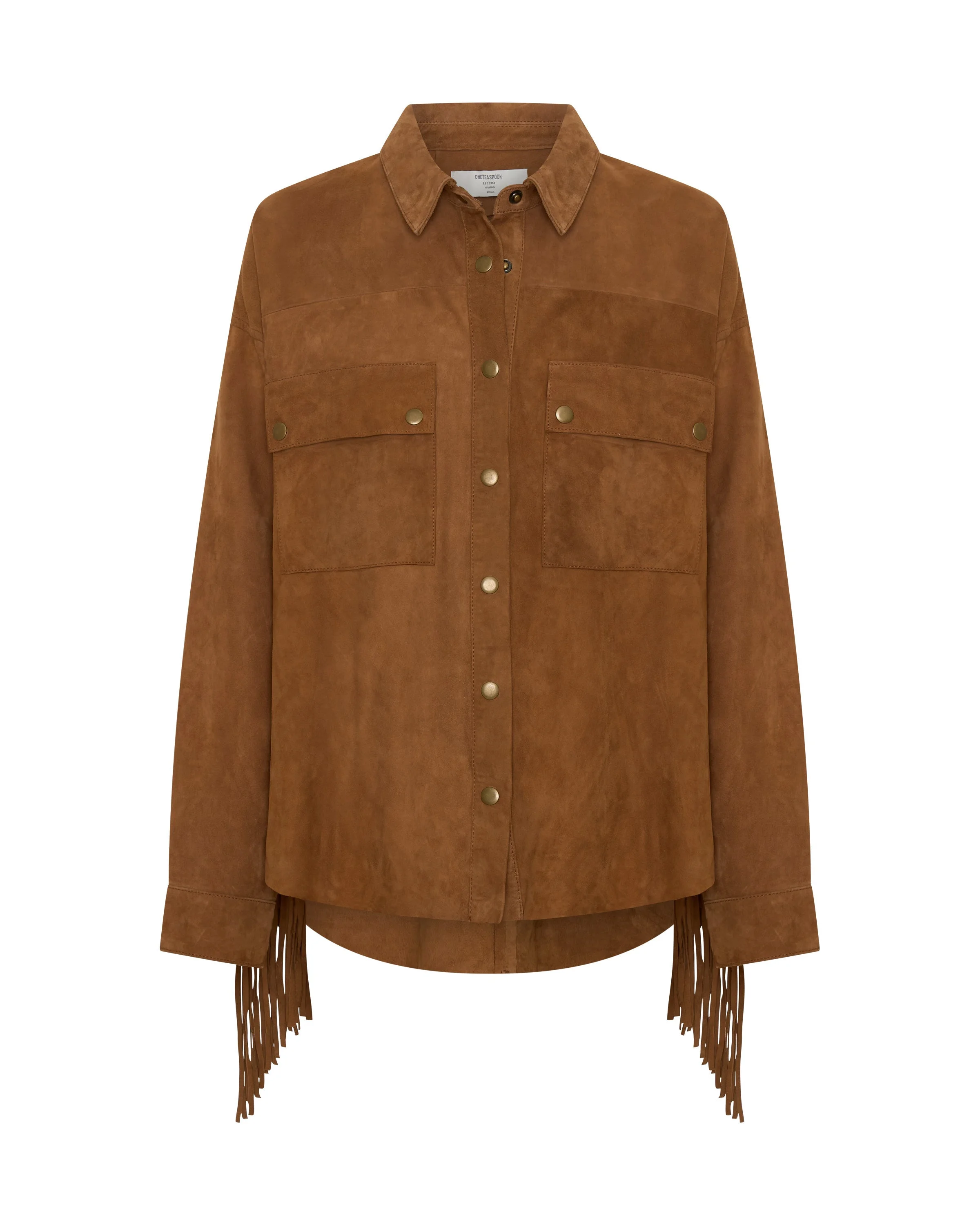 Daria Fringed Suede Jacket - Chestnut - 1