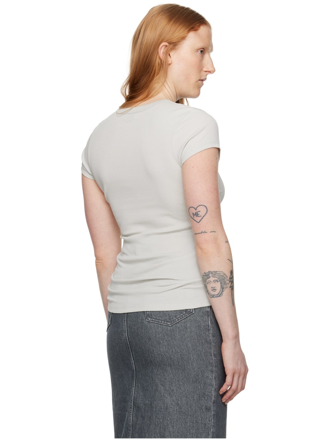 Gray Fine Rib T-Shirt - 3