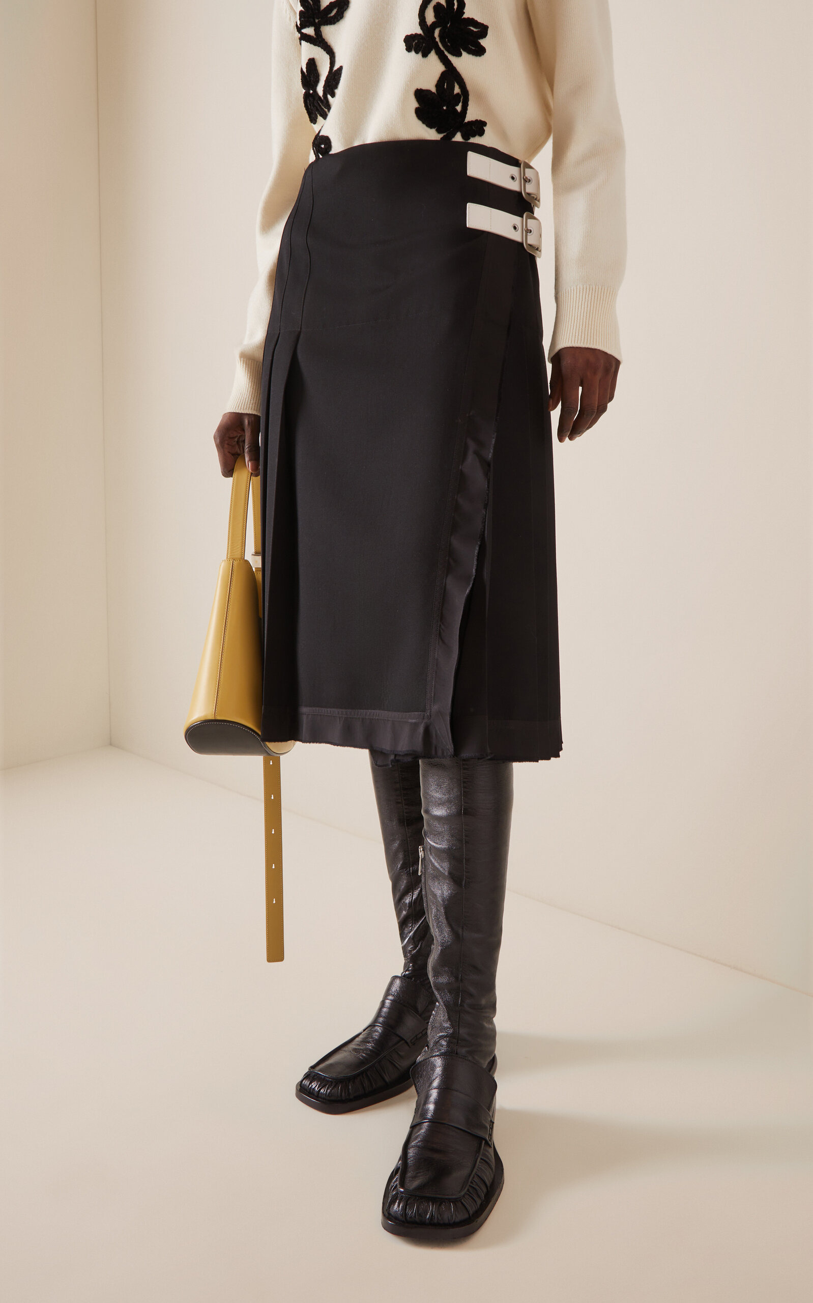 Wool Midi Skirt black - 3