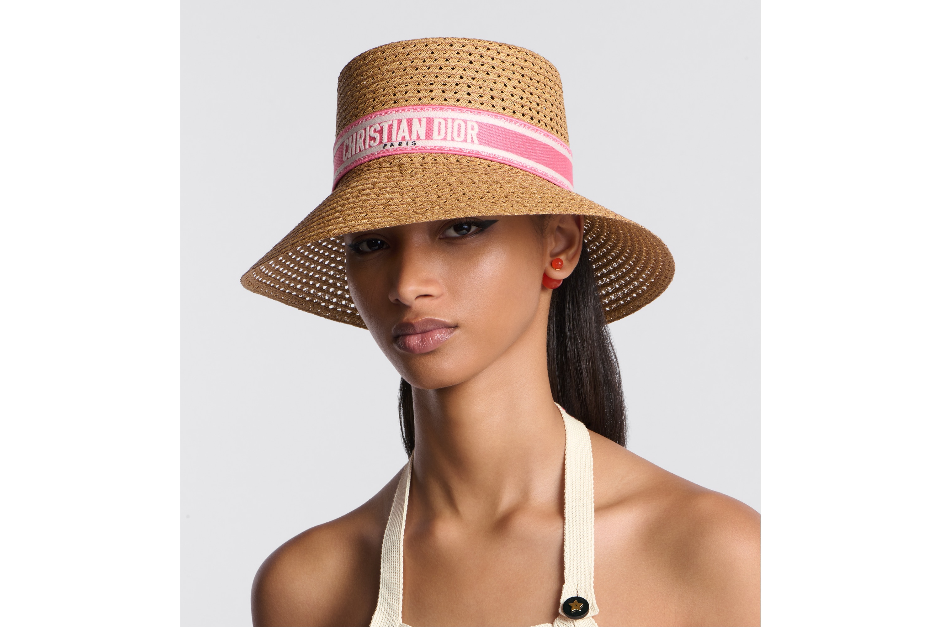 【大人気♪】DIOR Dioriviera D-Bobby ボブハット ピンク Dioriviera D-Bobby Large Brim Bucket Hat Ivory Straw with