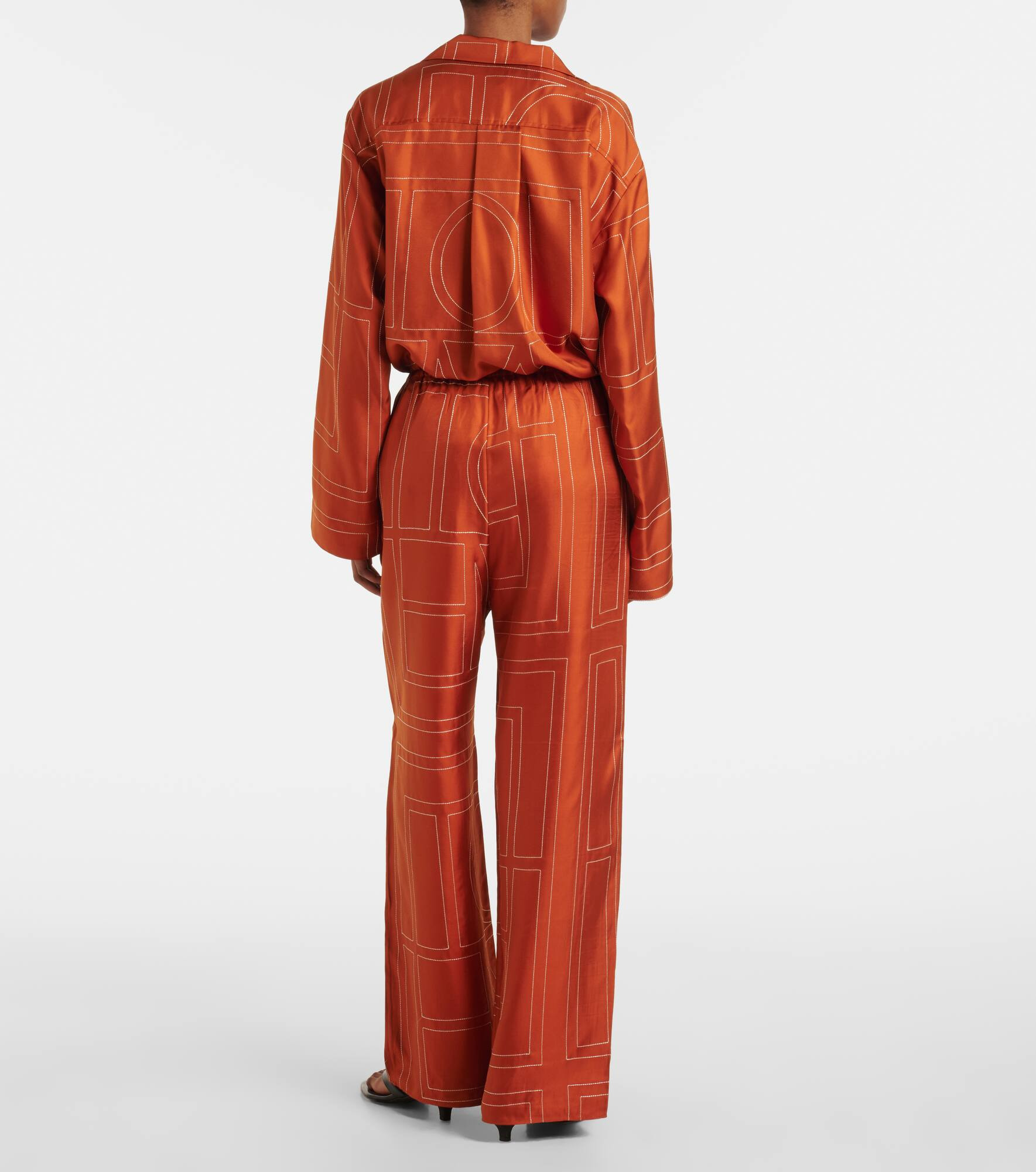 Monogram silk twill pajama pants - 3