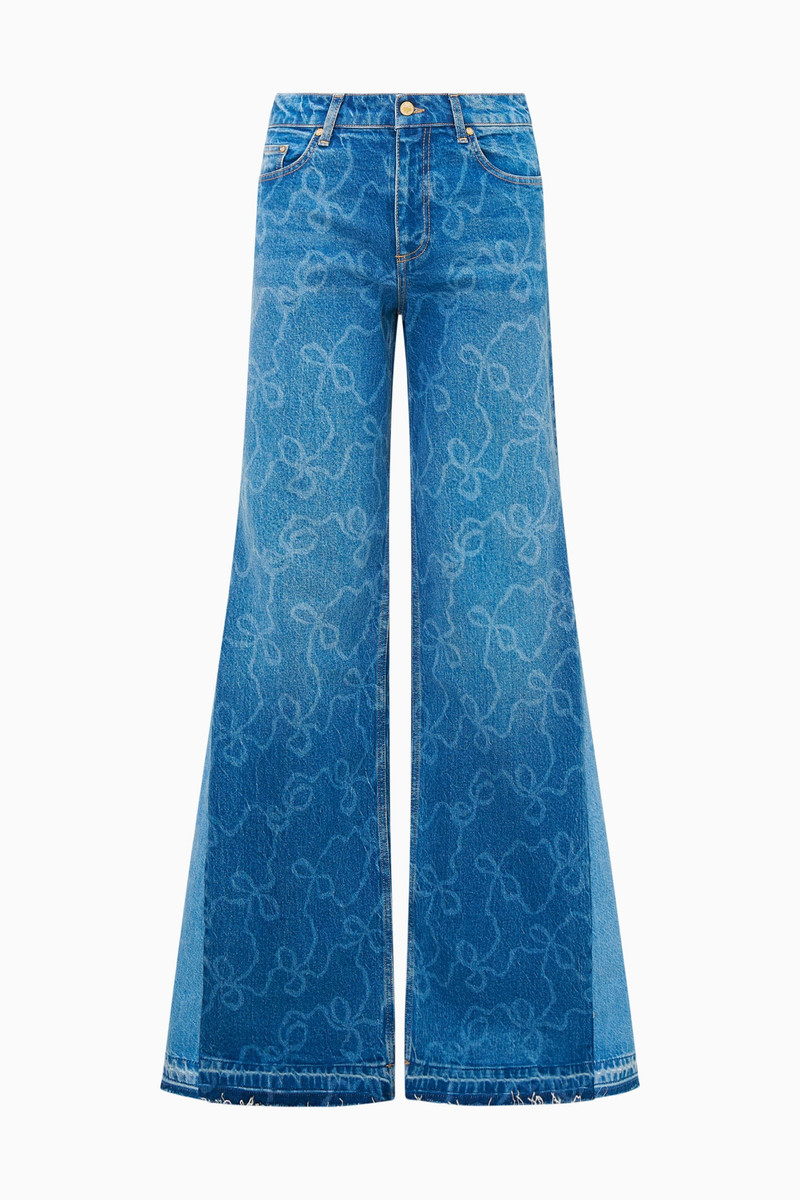 Ambrina Bow Print Wide Leg Jeans 1