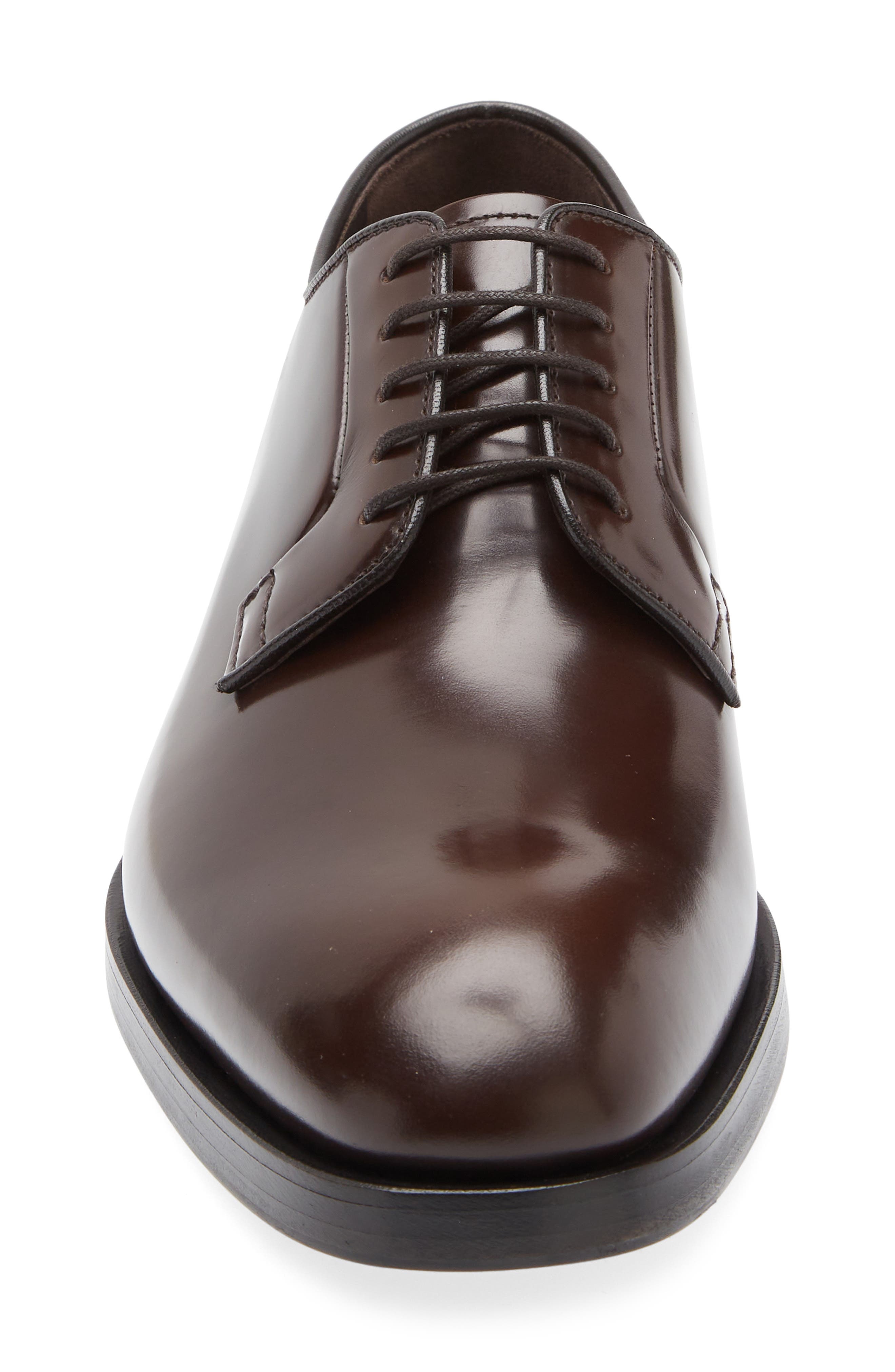 Prada Formale Spazzolato Plain Toe Derby in Bruciato at Nordstrom - 4