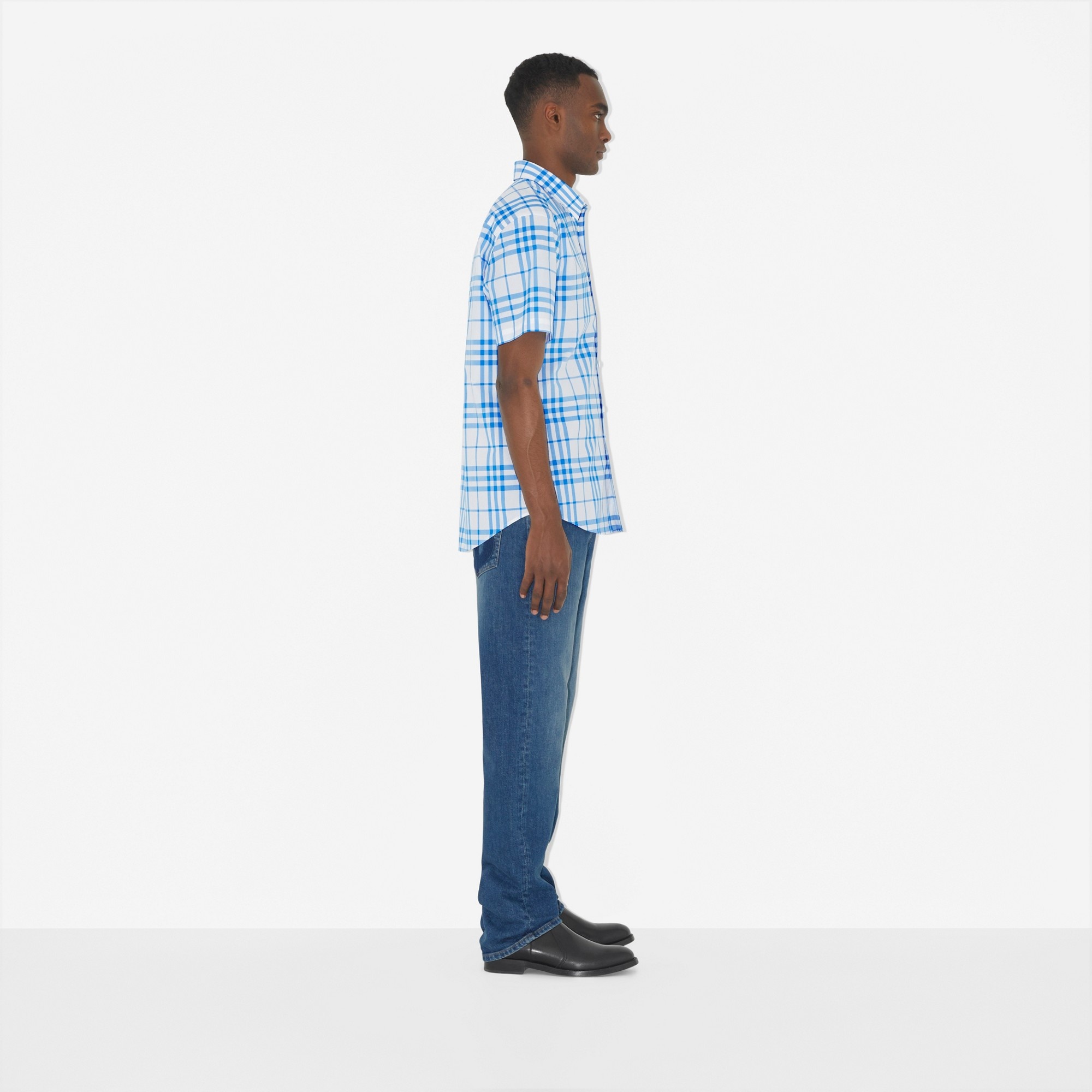 Short-sleeve Check Cotton Shirt - 3