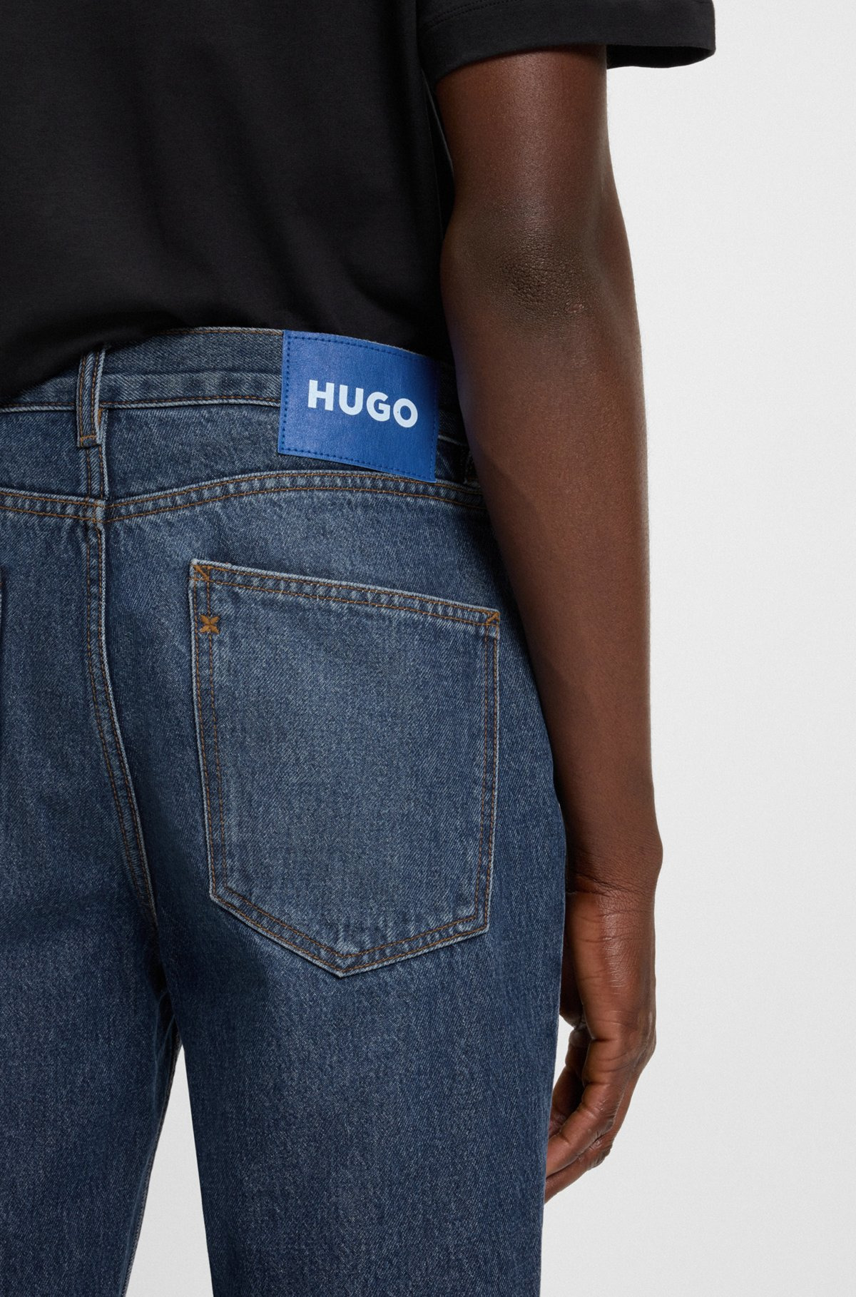 REGULAR-FIT JEANS IN FADED DARK-BLUE DENIM - 5