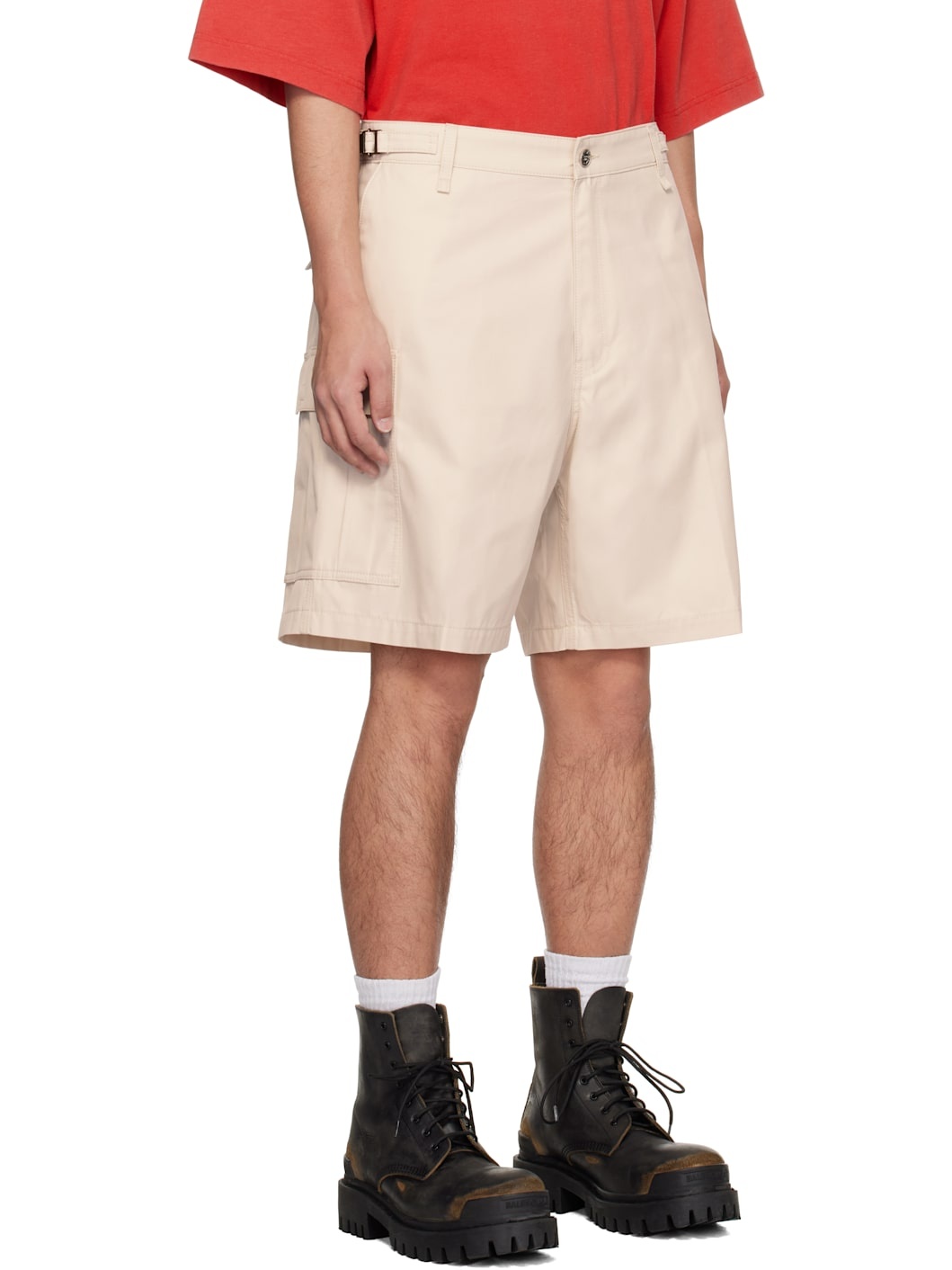 Beige Twill Cargo Shorts - 2