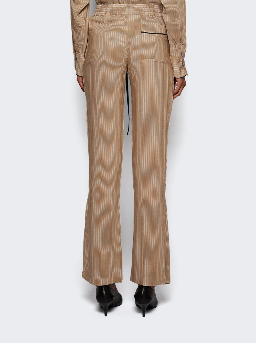 Pleat Detail Pyjama Trouser Tobacco And Midnight - 5