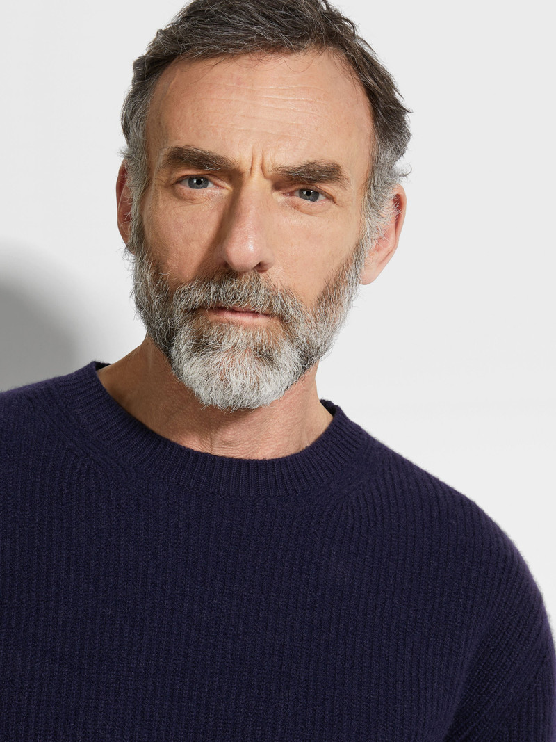 ZEGNA INK BLUE OASI CASHMERE CREWNECK outlook
