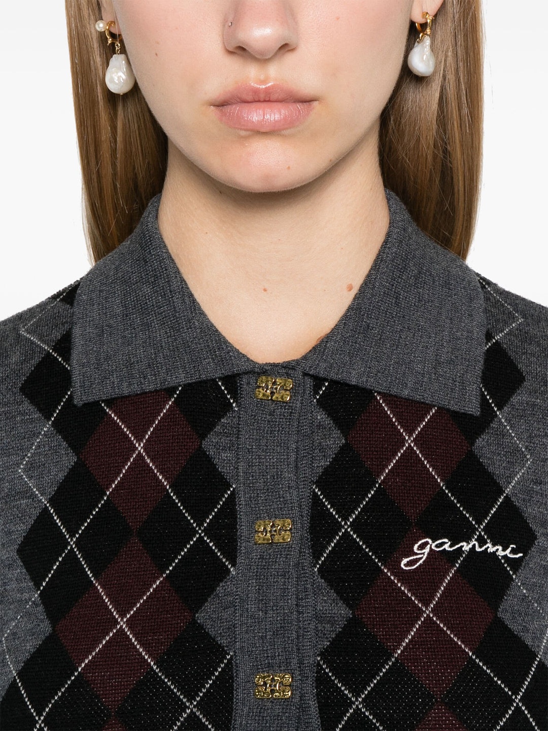 Tシャツ・カットソー Ganni Fine Merino Jacquard Polo With Classic Collar Fine Merino Jacquard Leopard Polo | GANNI | WORKSHOP