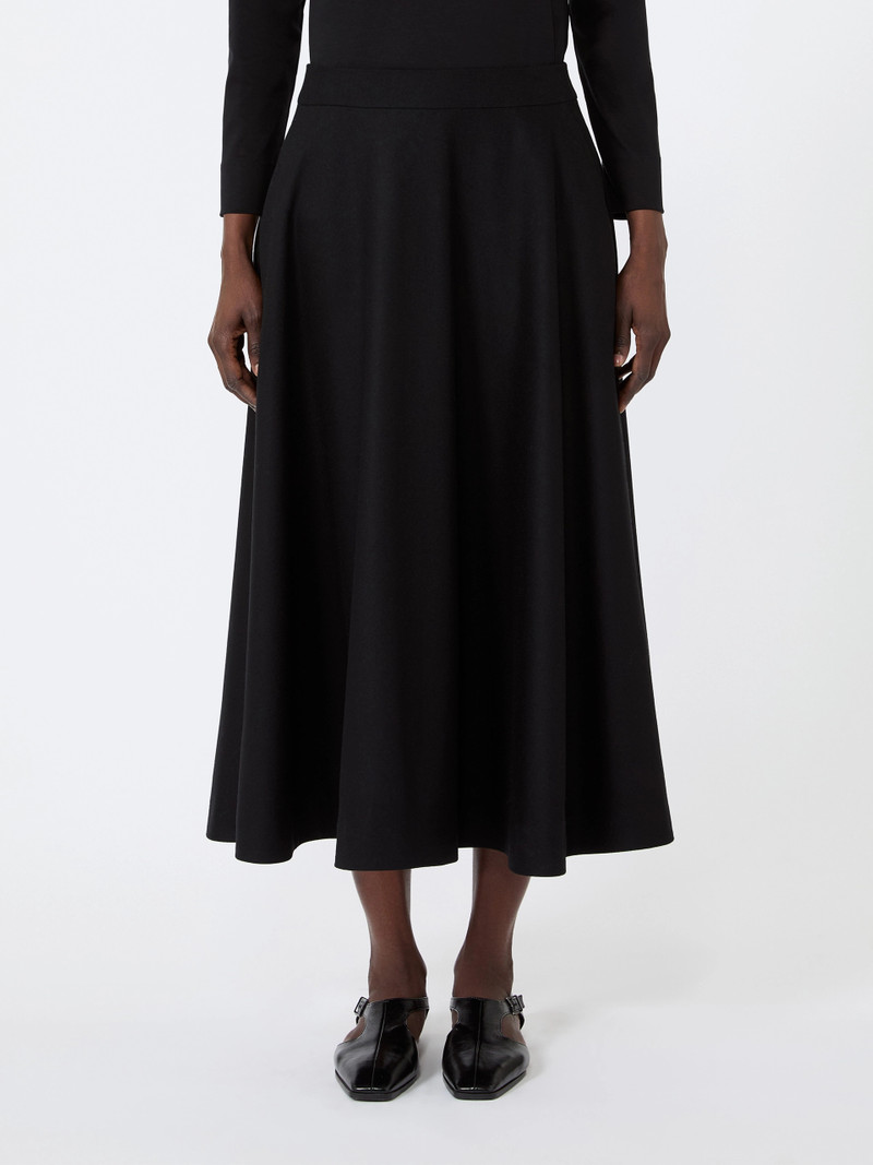 BETULLA Long wool flannel skirt - BLACK 3