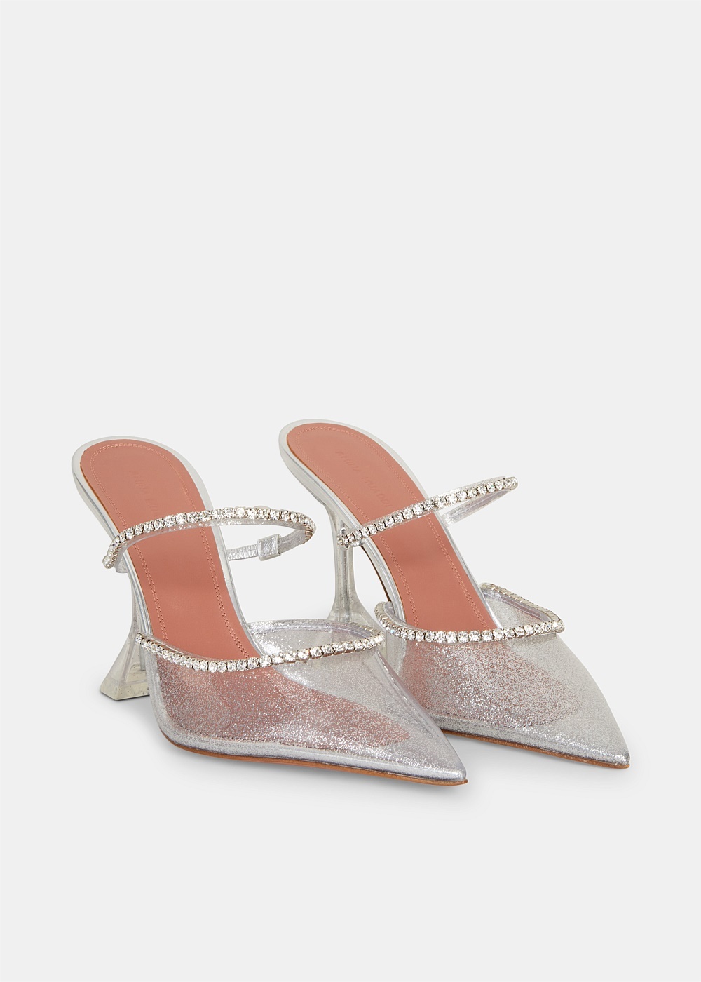 Silver PVC Glitter Gilda Glass Mules - 2