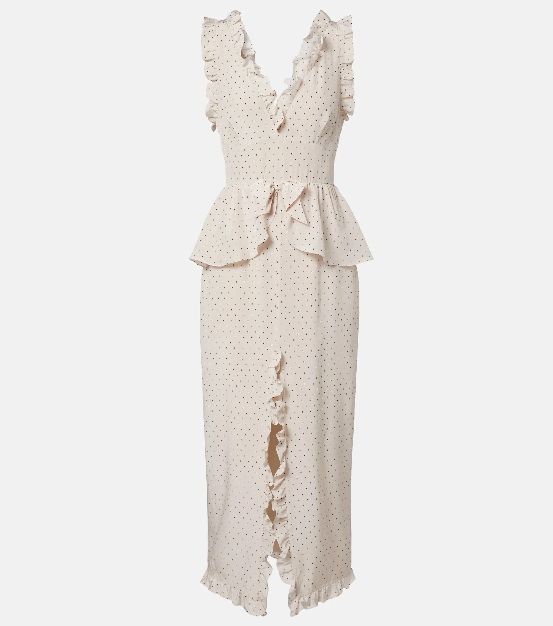 Polka-dot peplum silk midi dress - 1