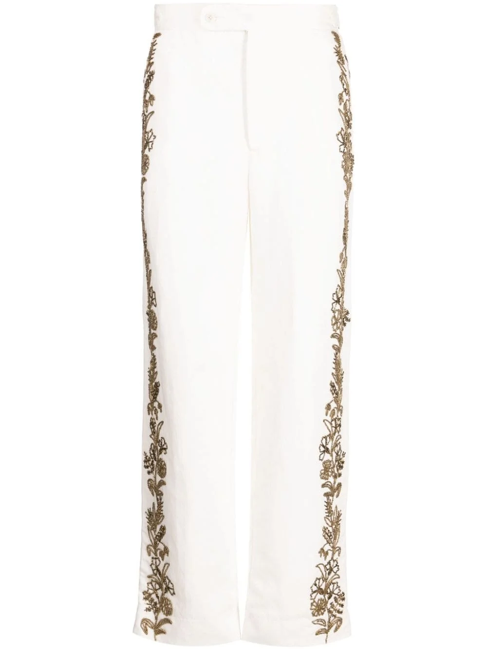 beaded straight-leg trousers - 1