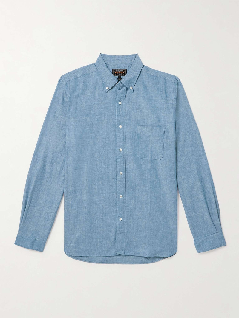 Button-Down 칼라 코튼-Chambray 셔츠 - 1