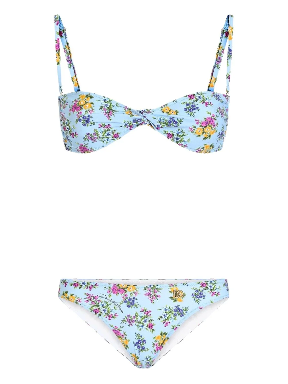 floral-print twist bikini - 1