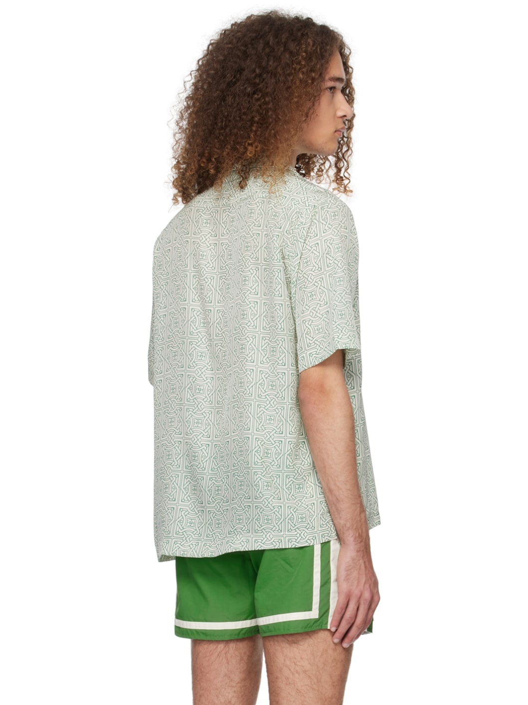 Off-White & Green Cravat Shirt - 3