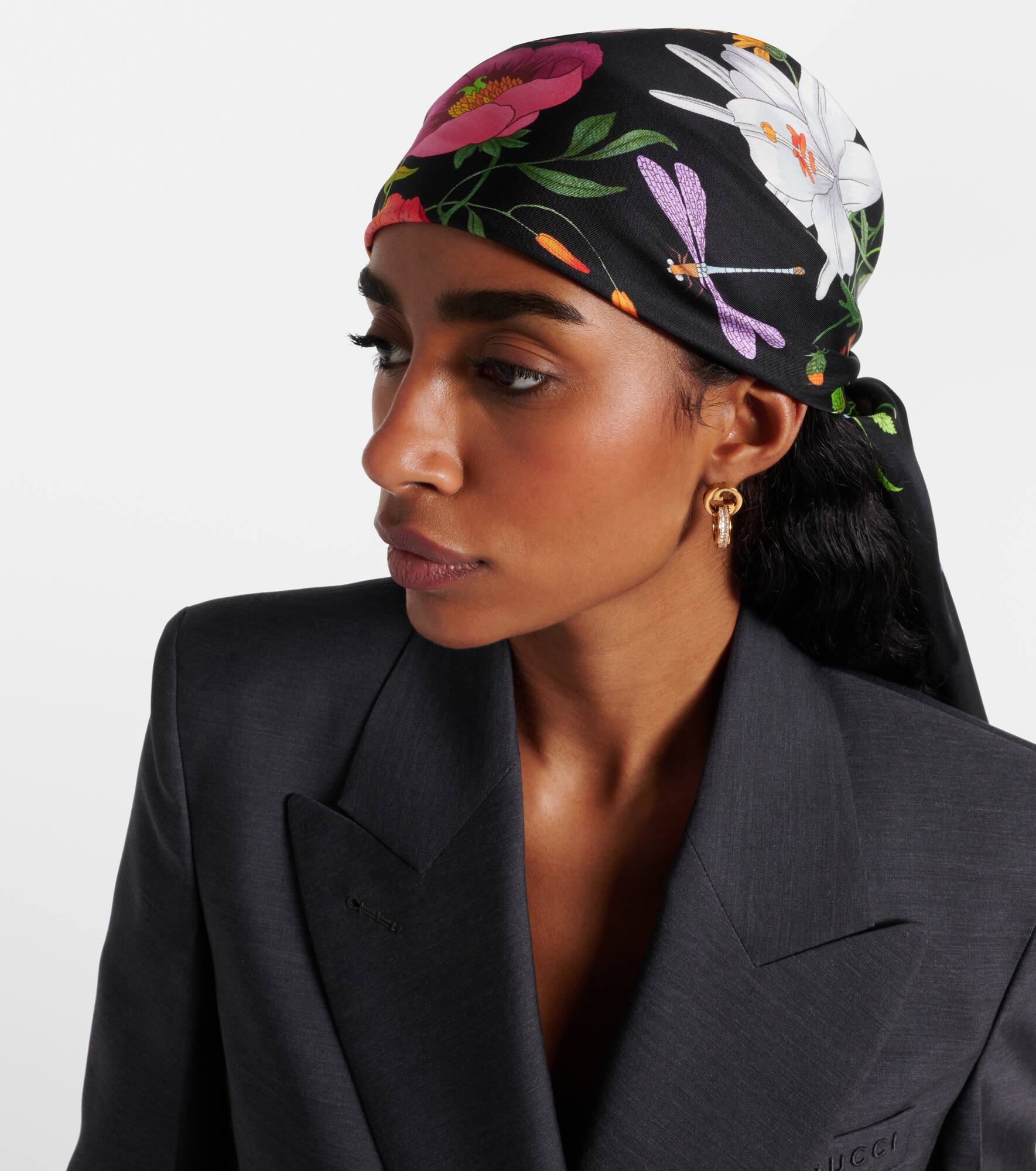 Floral silk twill scarf - 3