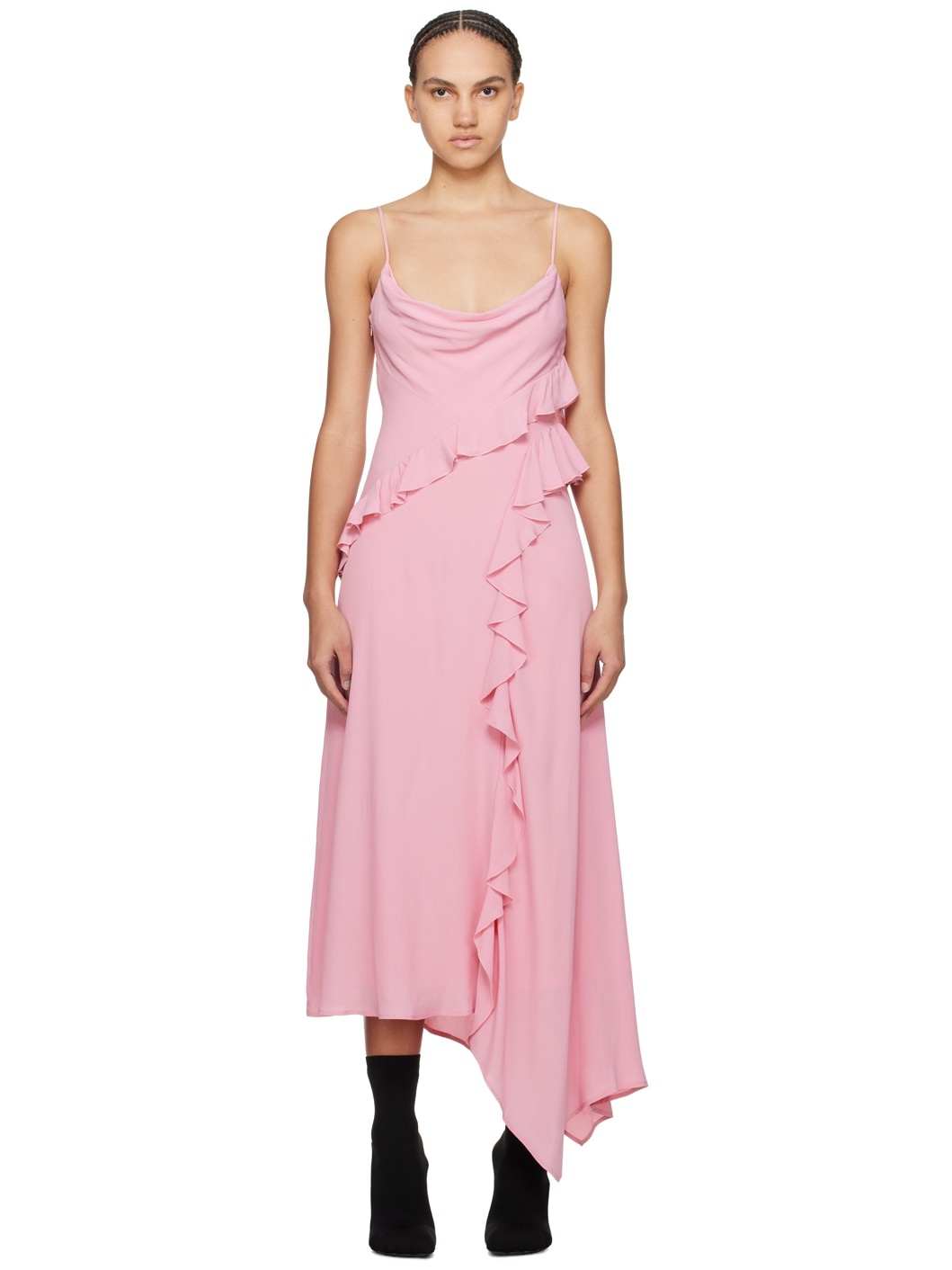 Pink Ruffle Maxi Dress - 1