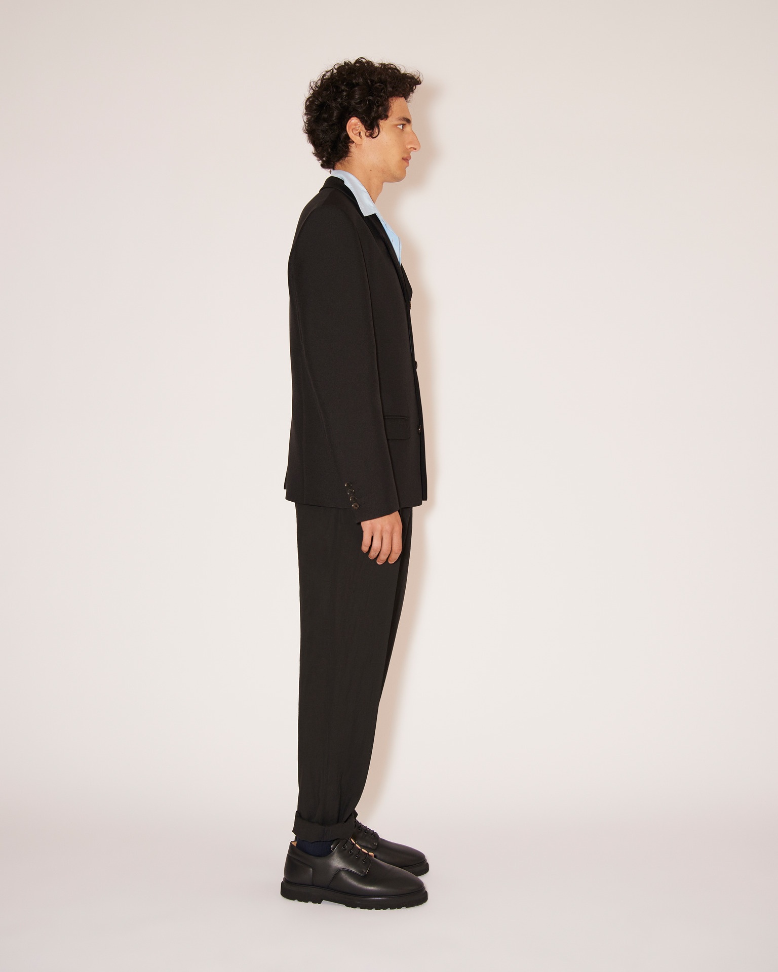 GINI - Washed-shirting tailored pants - Black - 3