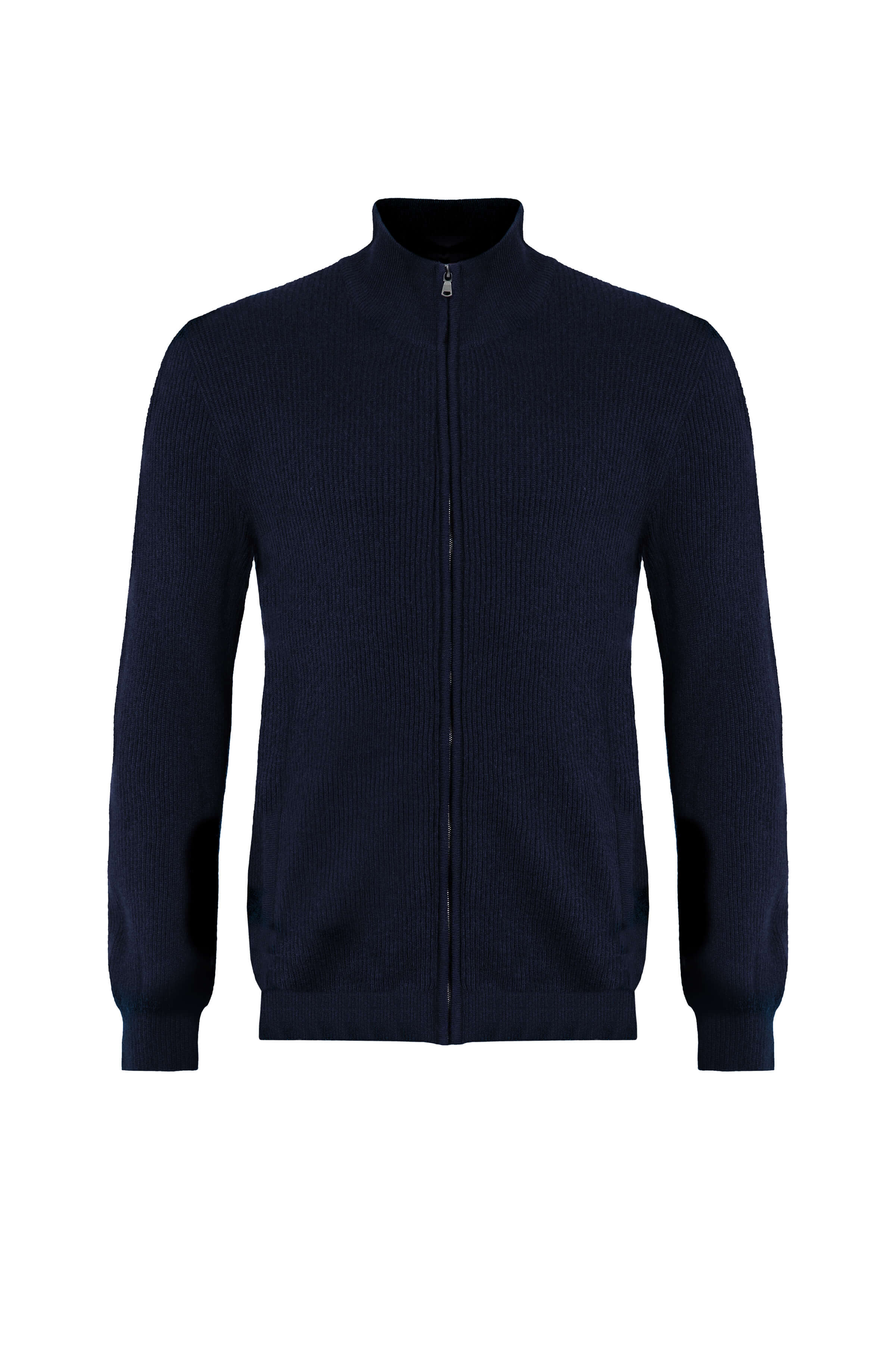 Ribbed Cashmere Navy Cardigan - 7