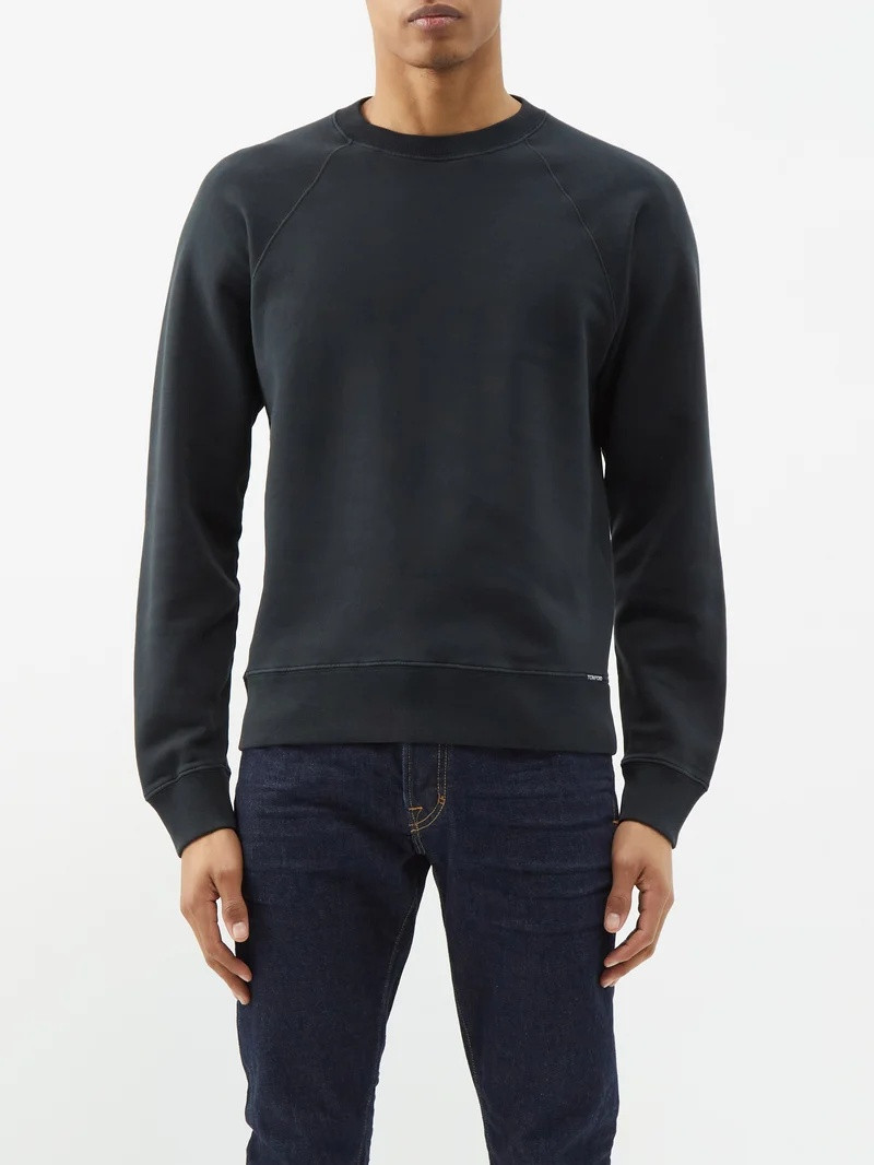 TOM FORD Garment-dyed crew-neck sweatshirt outlook