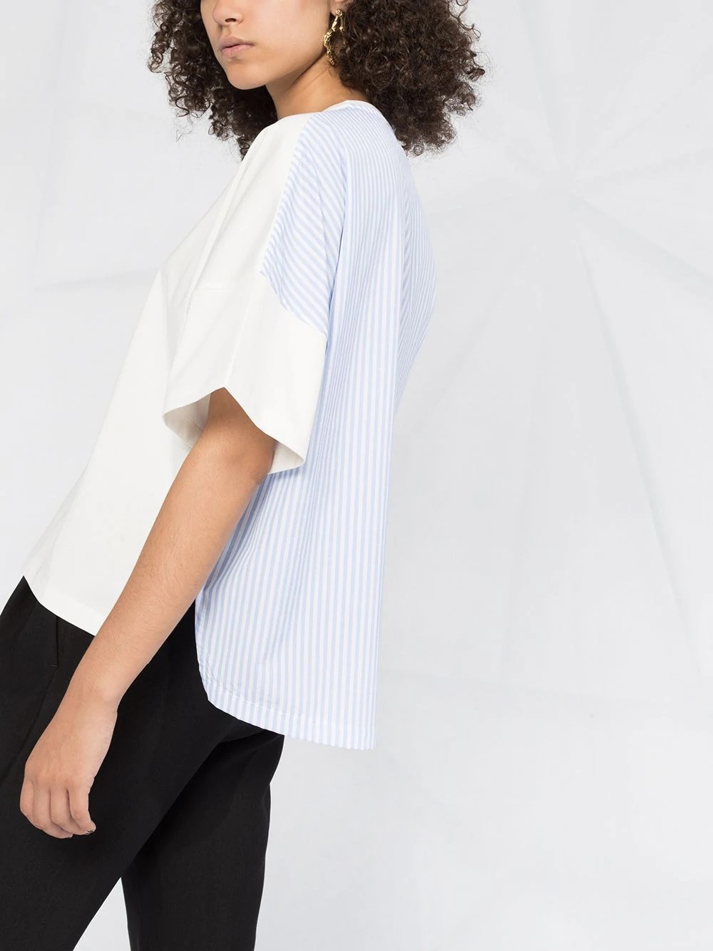 striped back cropped T-shirt - 5