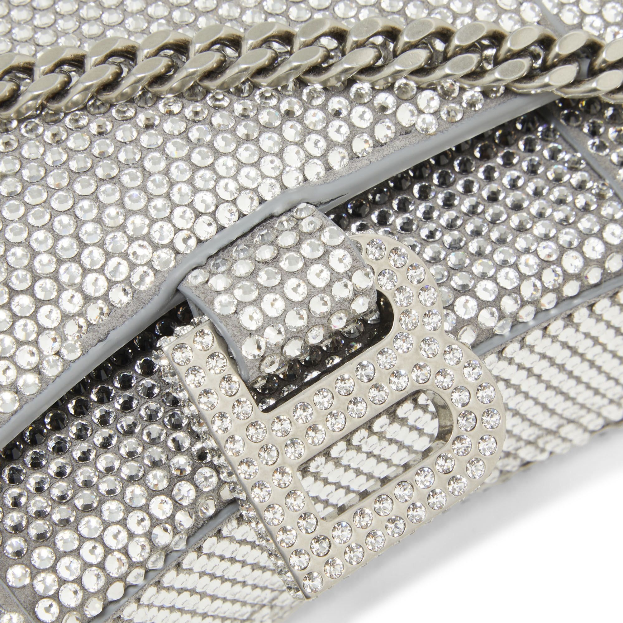 Balenciaga Hourglass Crystal Wallet with Chain 'Grey/Crystal' - 3