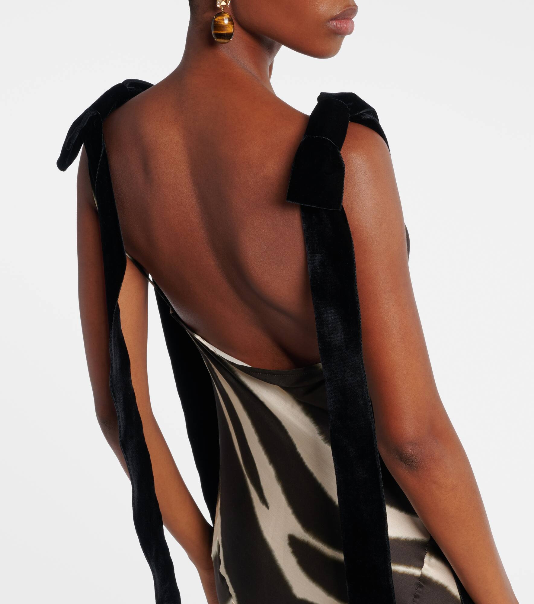 Zebra-print satin gown - 5