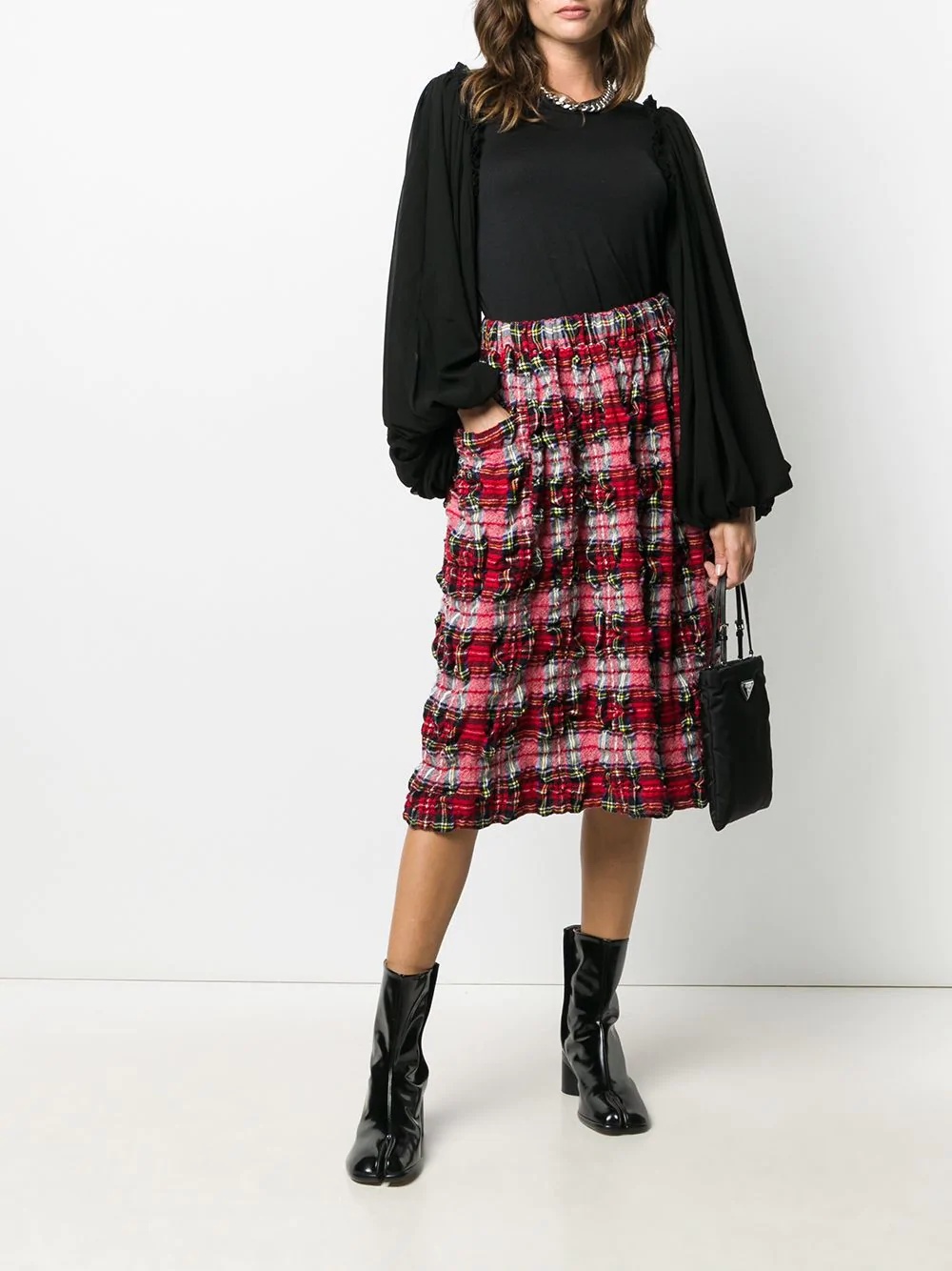 ruffled tartan wool skirt - 2