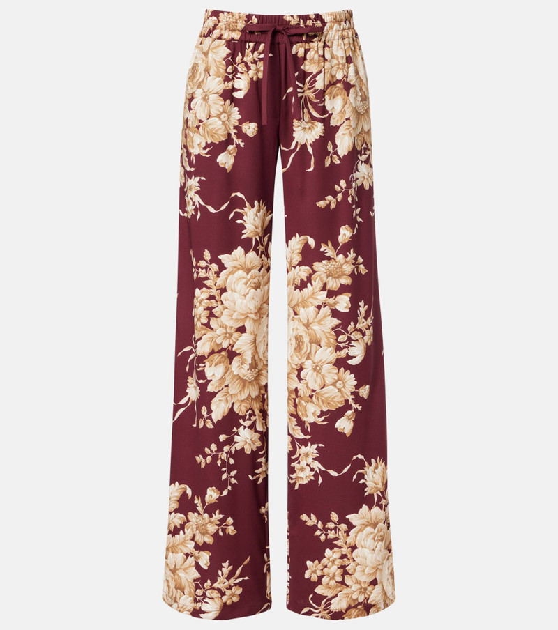 Floral silk-blend wide-leg pants 1