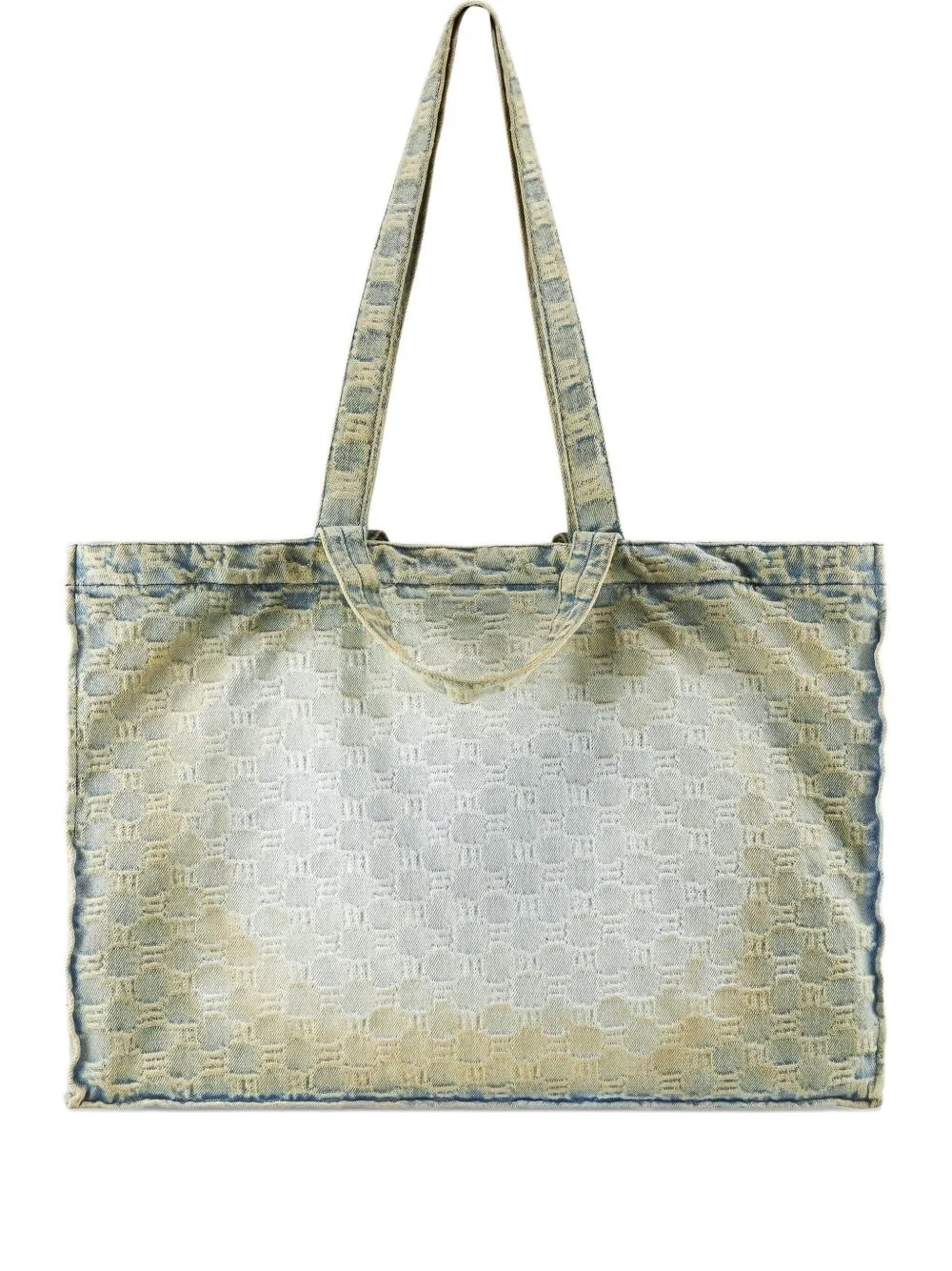 monogram-pattern denim tote bag - 1
