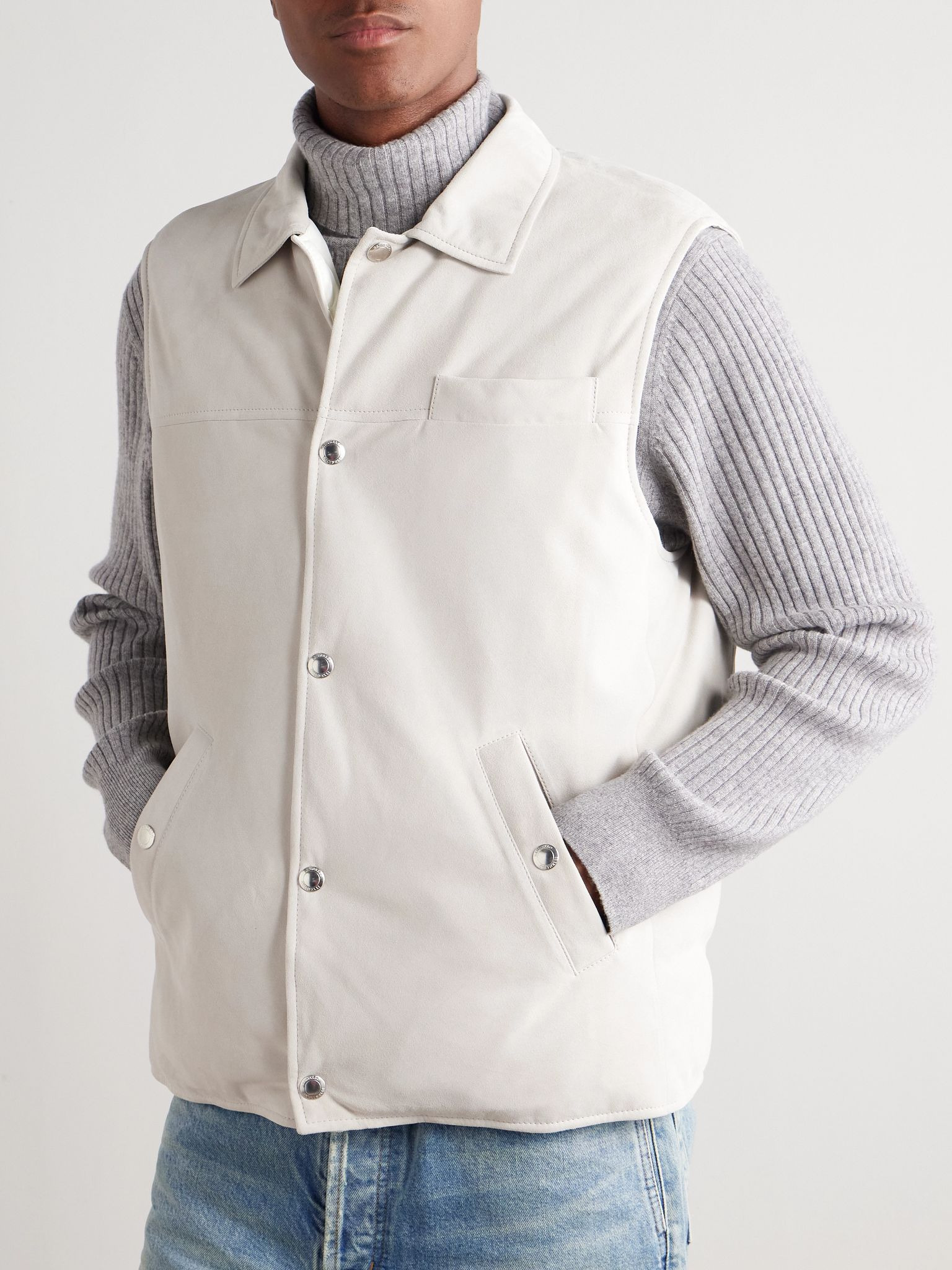 Suede Down Vest Cream - 3