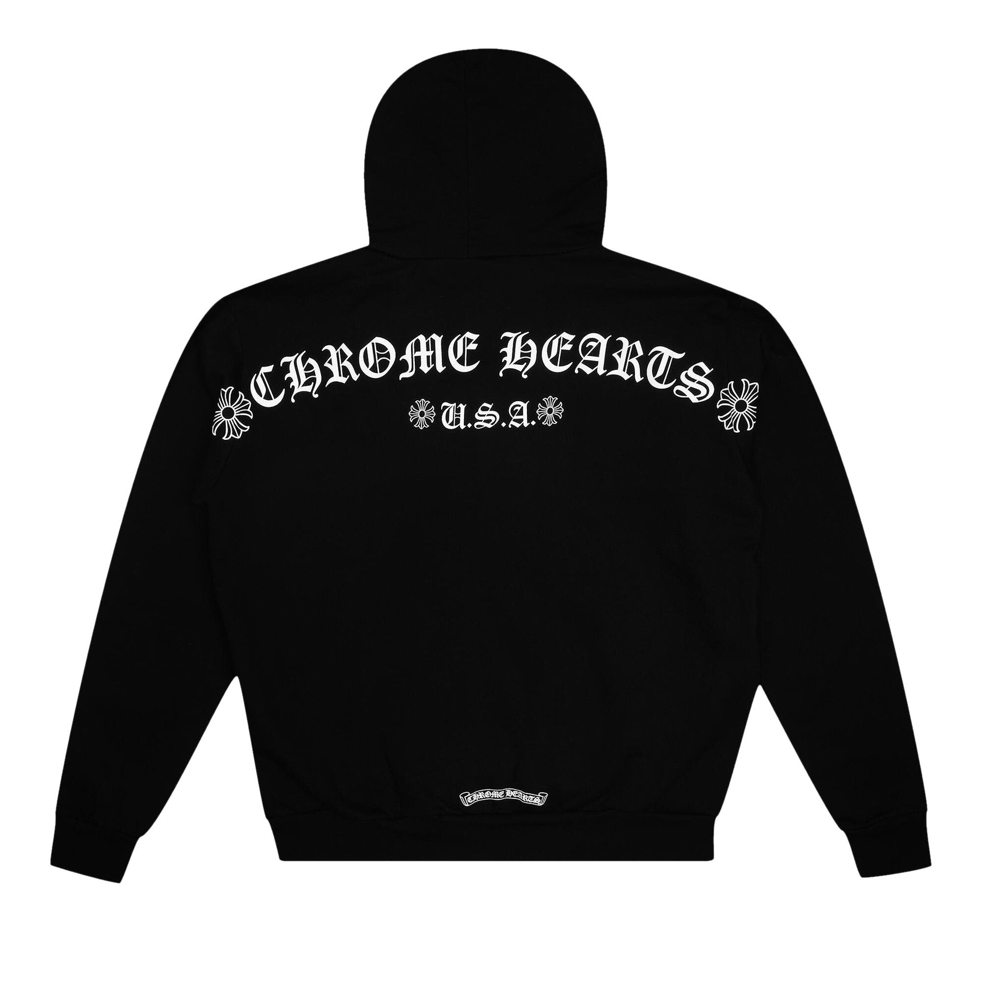 Chrome Hearts T Logo USA Shoulder Zip Up Hoodie 'Black' - 2