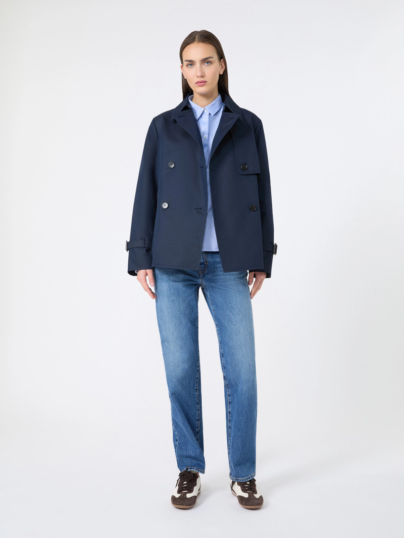WEEKEND Max Mara Cropped, water-repellent gabardine trench coat - NAVY outlook