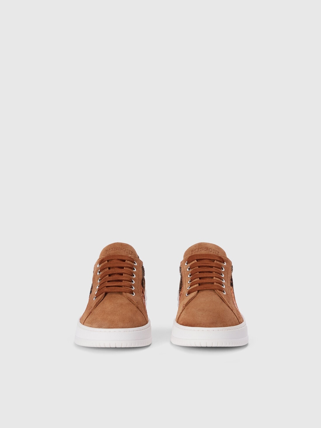 Suede sneakers with lamé fabric insert - 3