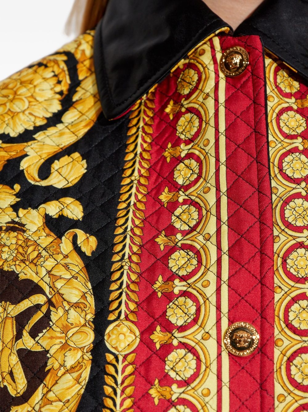 baroque-print quilted vest - 4