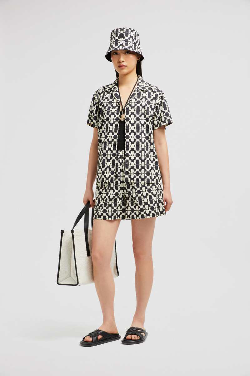 Moncler Geometric Print Cotton Shorts outlook